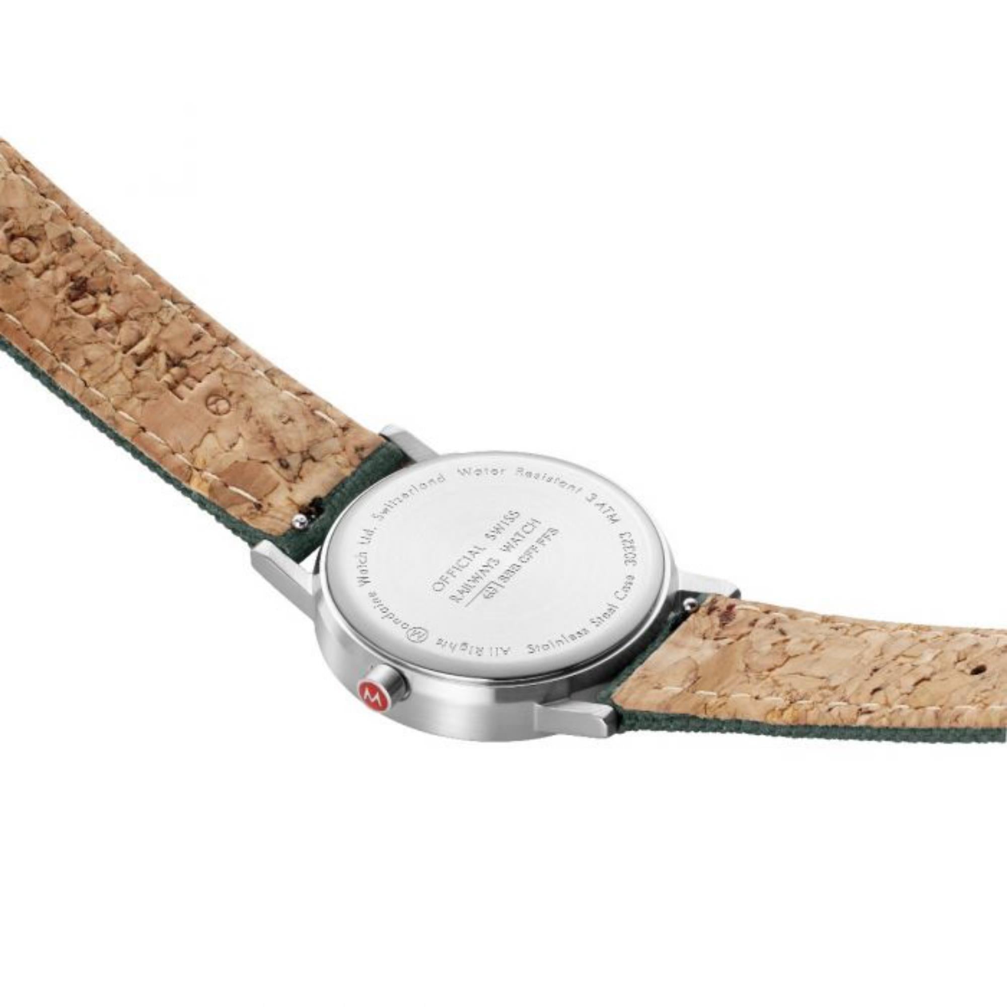 Mondaine Classic Quartz White Dial Green Textile Strap Ladies Watch A658.30323.17SBS