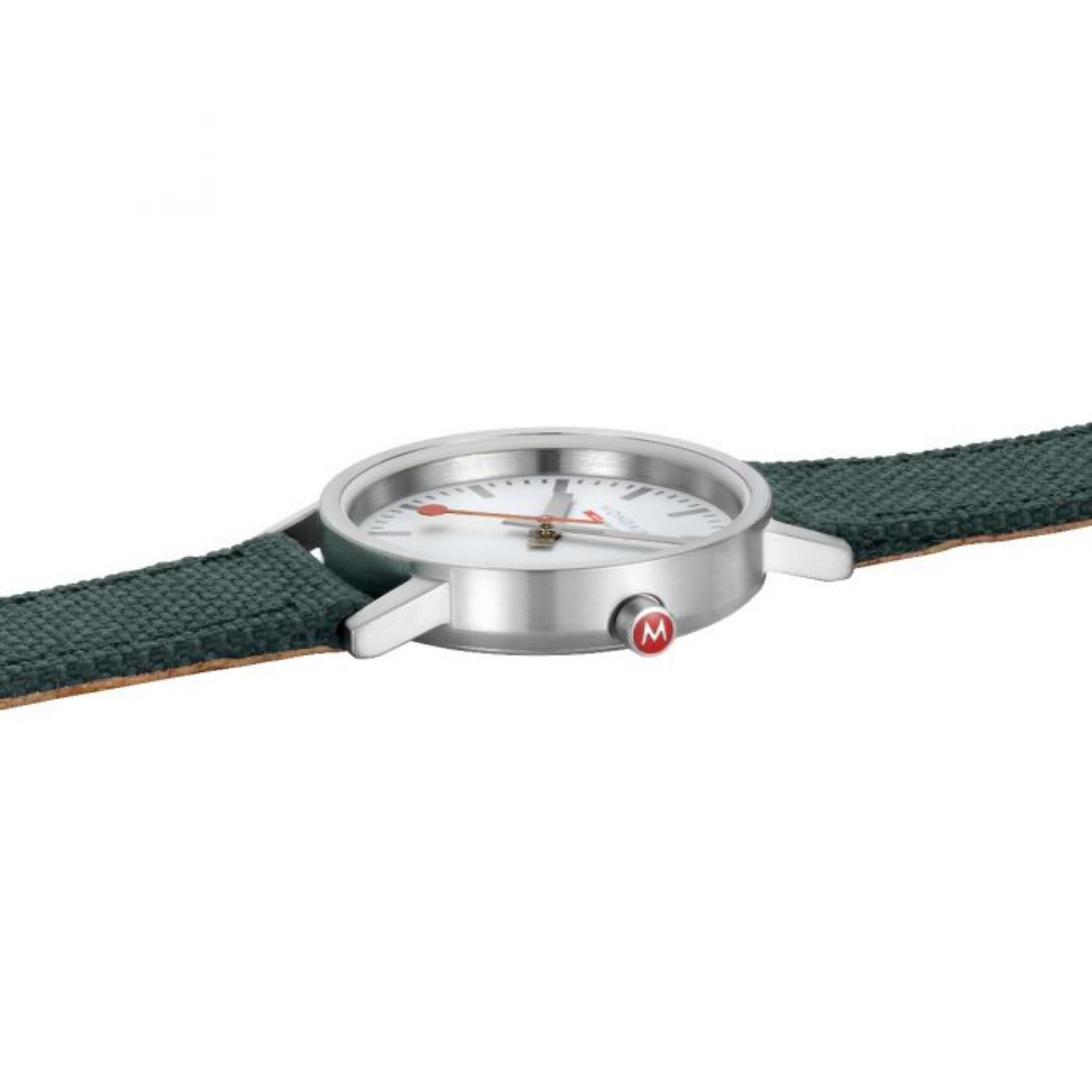 Mondaine Classic Quartz White Dial Green Textile Strap Ladies Watch A658.30323.17SBS