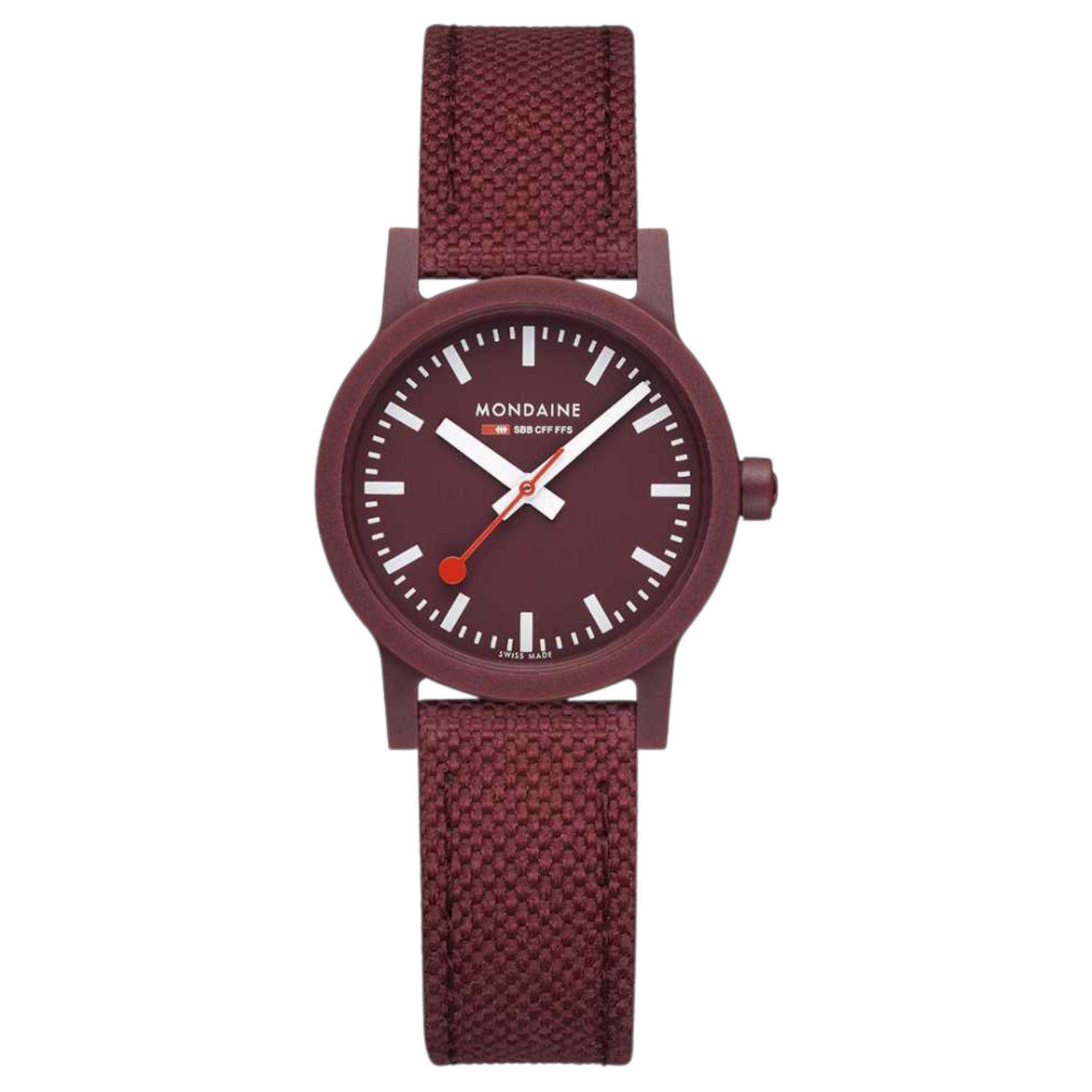 Mondaine Essence Quartz Red Dial Recycled Textile Strap Ladies Watch MS1.32130.LC