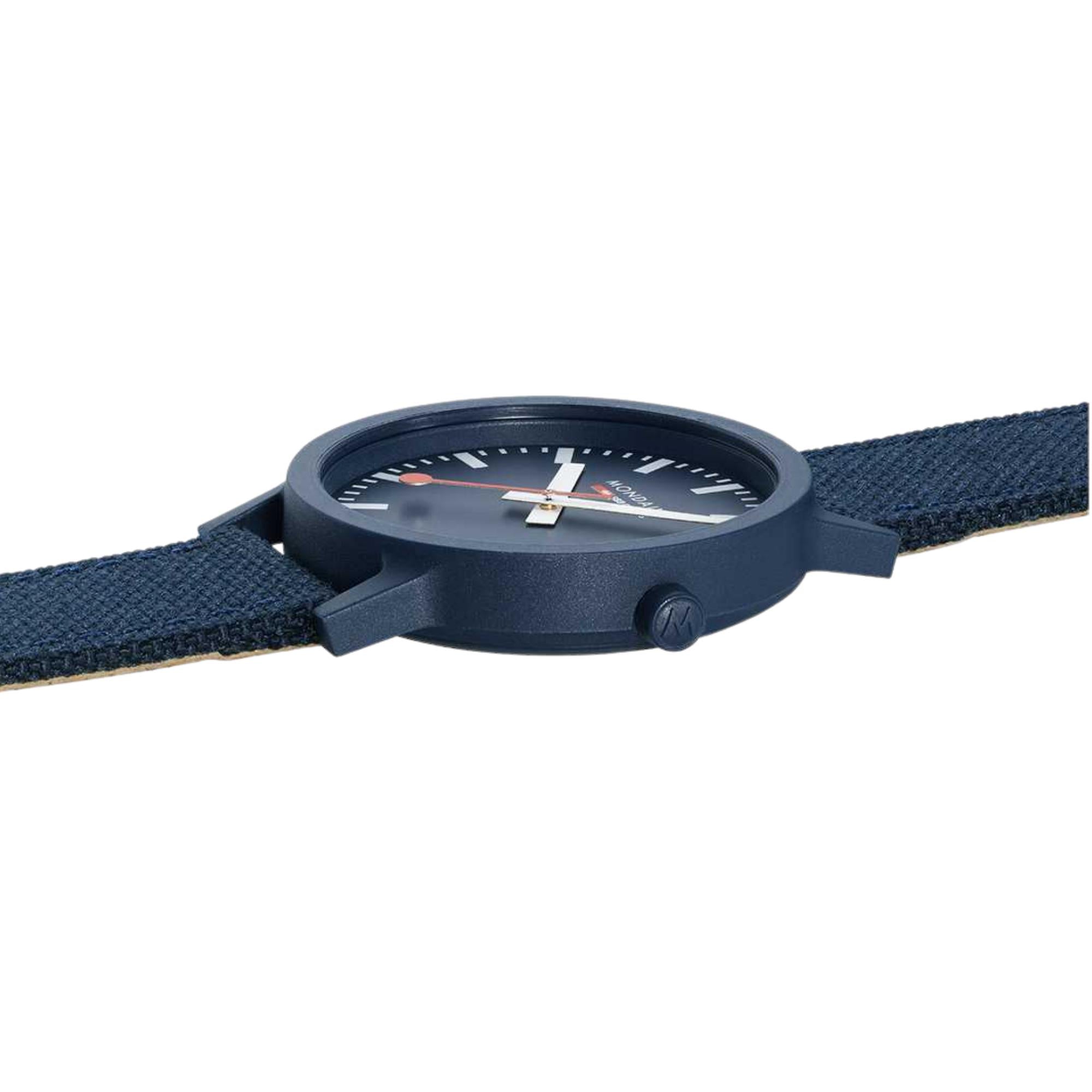 Mondaine Essence Quartz Blue Dial Blue Recycled Textile Strap Unisex Watch MS1.41140.LD
