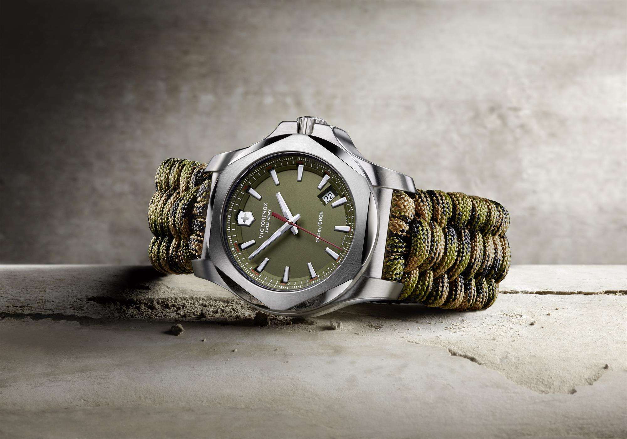 Victorinox I.N.O.X Special Survival Paracord Green Strap Stainless Steel Case Men's Watch 241727.1