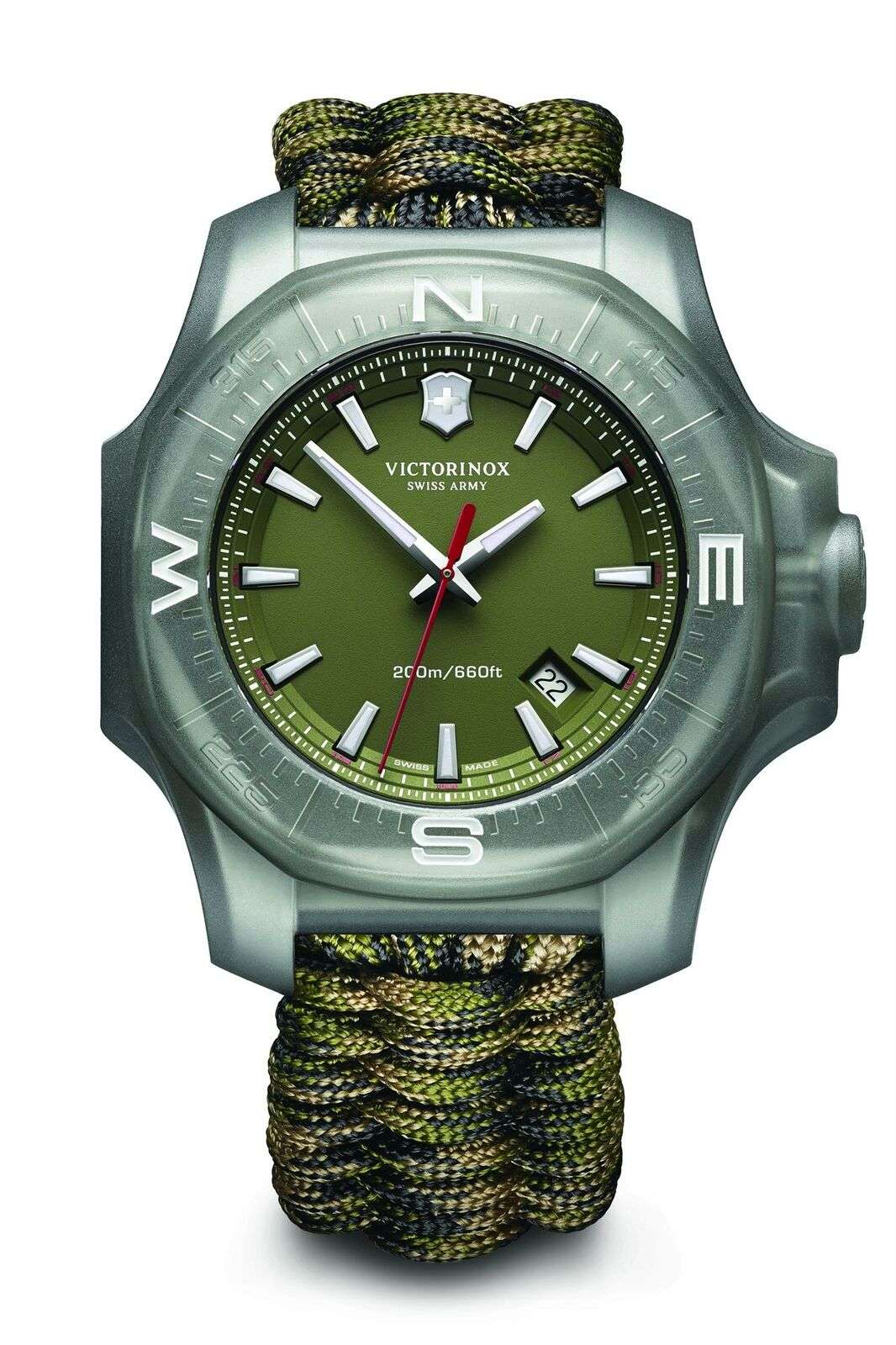 Victorinox I.N.O.X Special Survival Paracord Green Strap Stainless Steel Case Men's Watch 241727.1