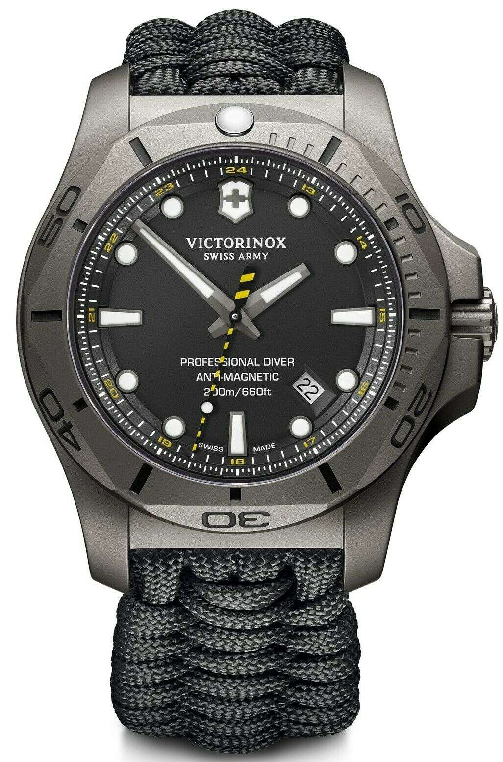 Victorinox I.N.O.X Professional Divers Quartz Black Dial Black Paracord Strap Men's Watch 241812