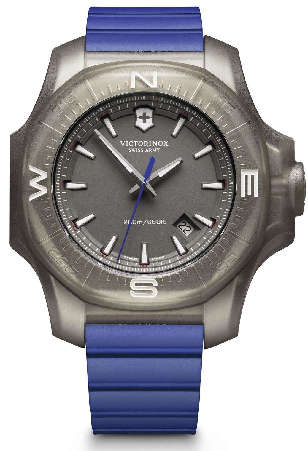Victorinox Swiss Army I.N.O.X Blue Rubber Grey Titanium Quartz Men's Watch 241759