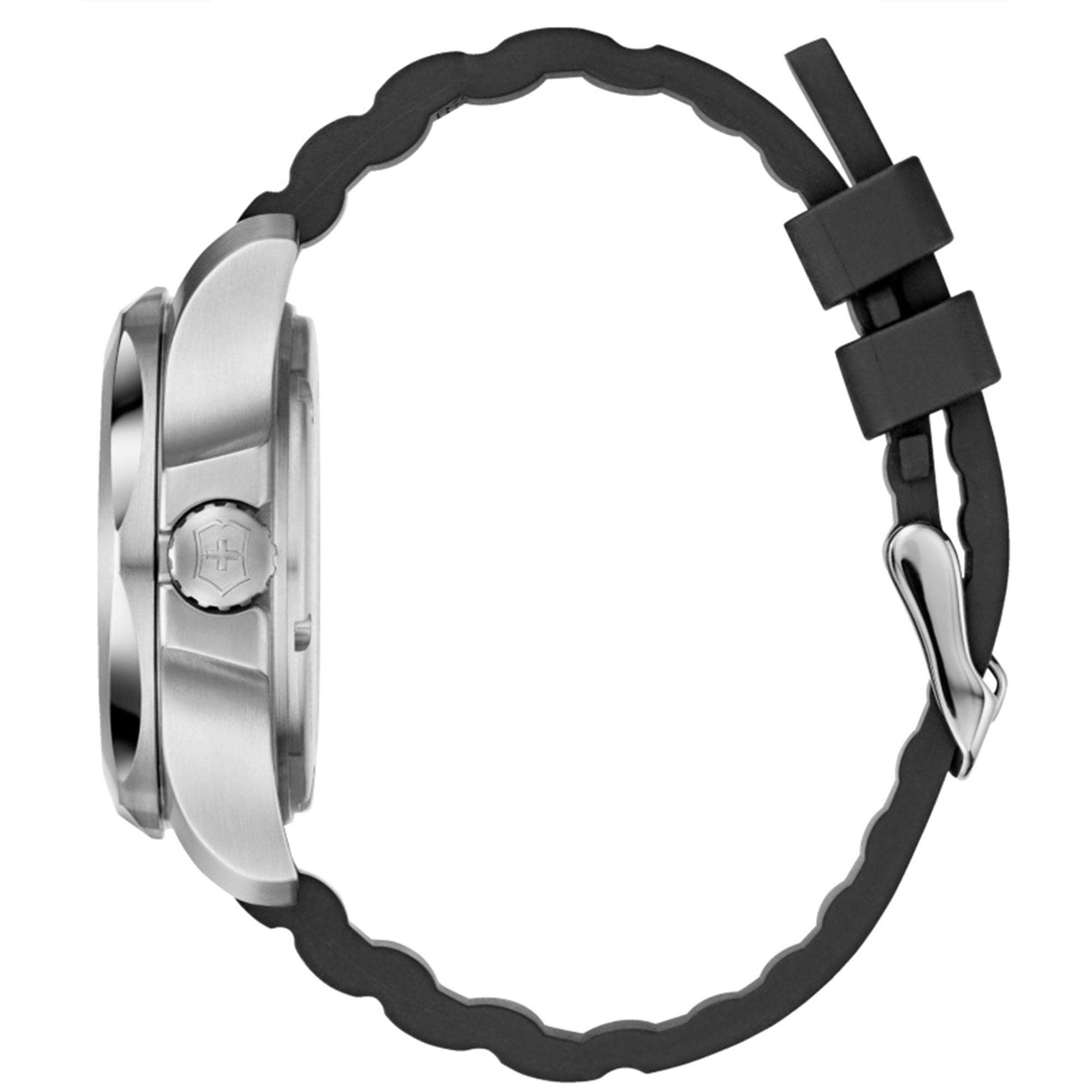 Victorinox I.N.O.X V Black Rubber Silver Stainless Steel Quartz Ladies Watch 241768