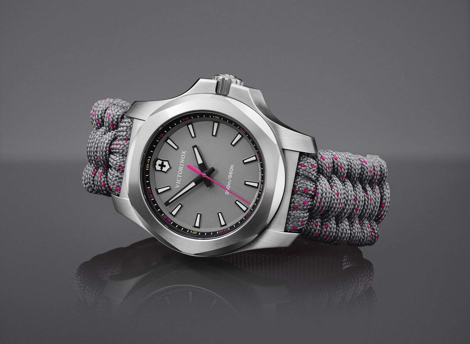 Victorinox I.N.O.X V Grey Paracord Silver Stainless Steel Quartz Ladies Watch 241771