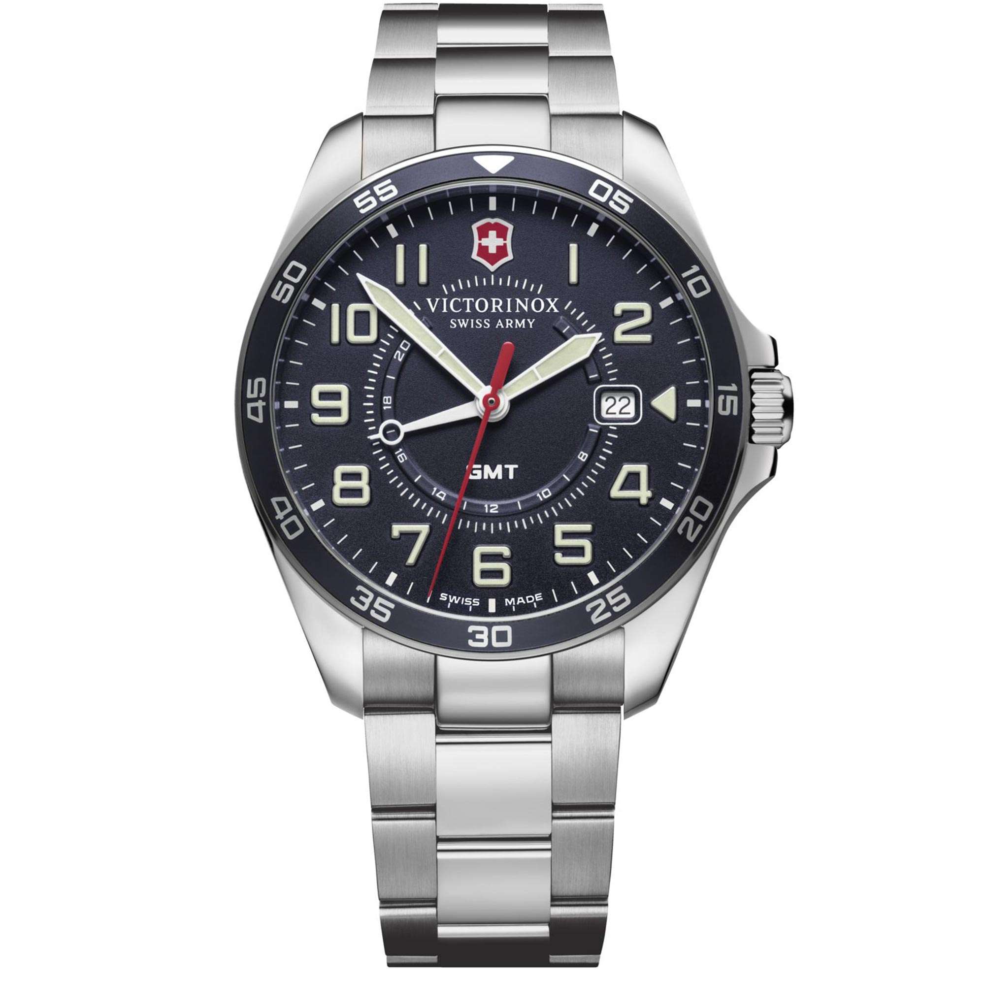 Victorinox Swiss Army 241896 Field Force GMT Blue Dial Steel Watch