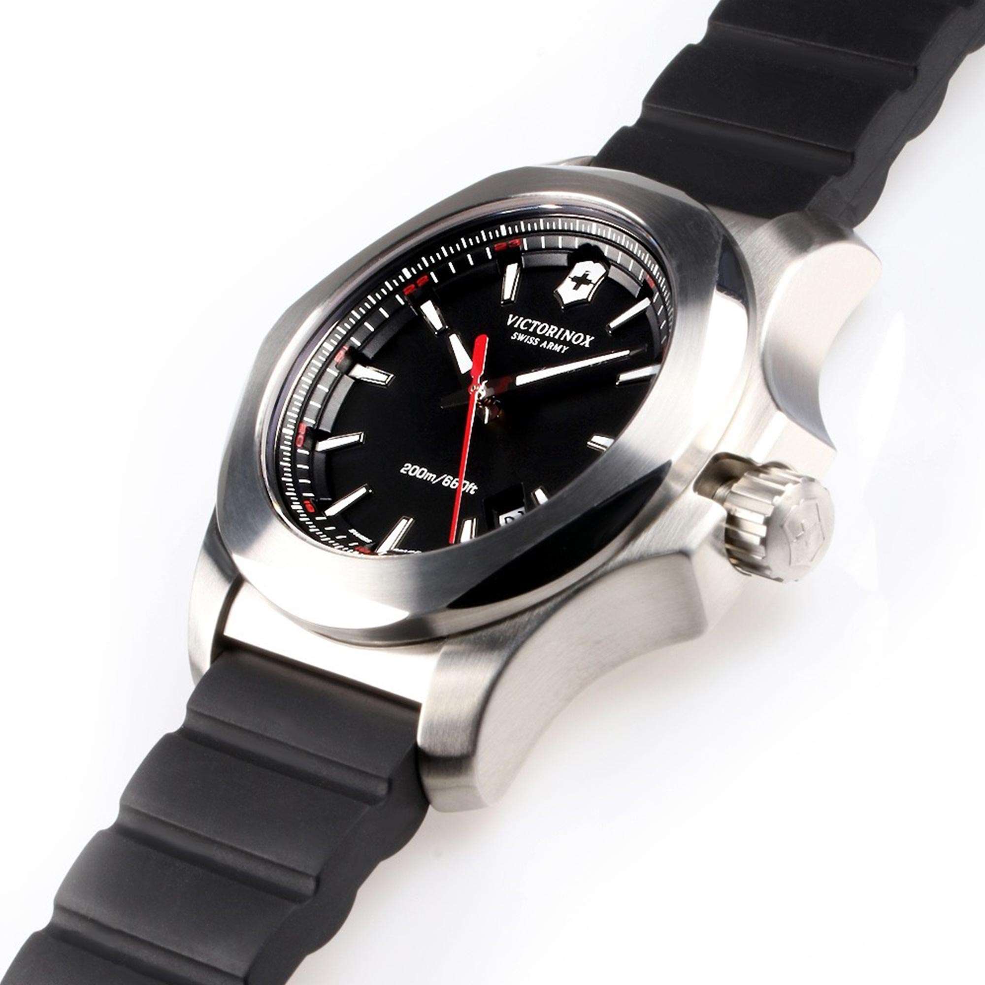 Victorinox Swiss Army I.N.O.X Quartz Black Dial Black Rubber Bracelet Men's Watch 241682.1