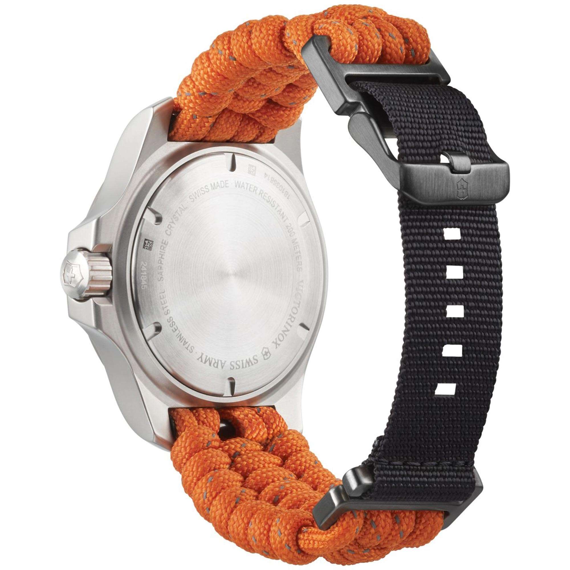 Victorinox Swiss Army I.N.O.X Professional Diver Black Dial Orange Textile Strap Men's Watch 241845