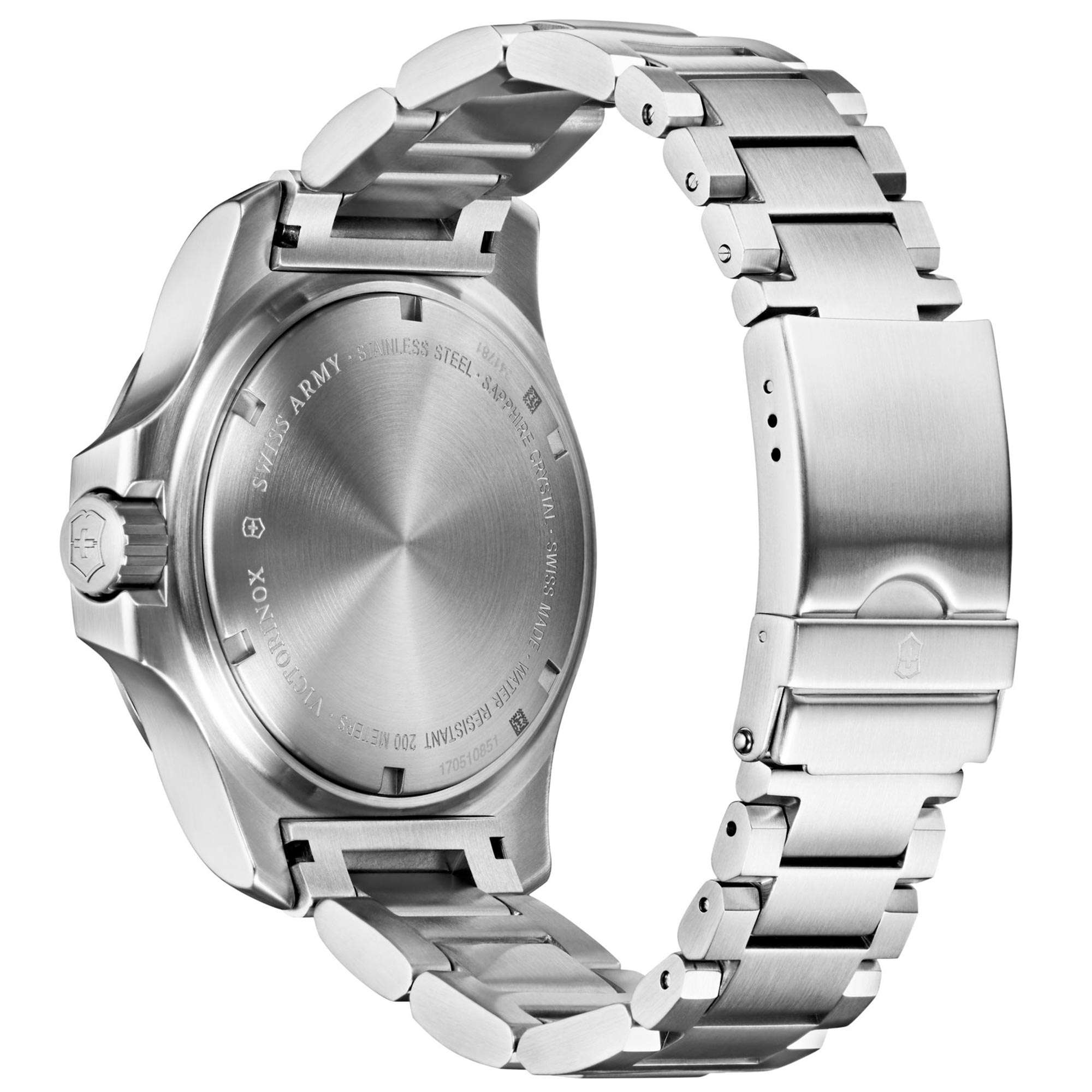 Victorinox Swiss Army I.N.O.X Professional Diver Black Dial Silver Stainless Steel Bracelet Men's Watch 241781