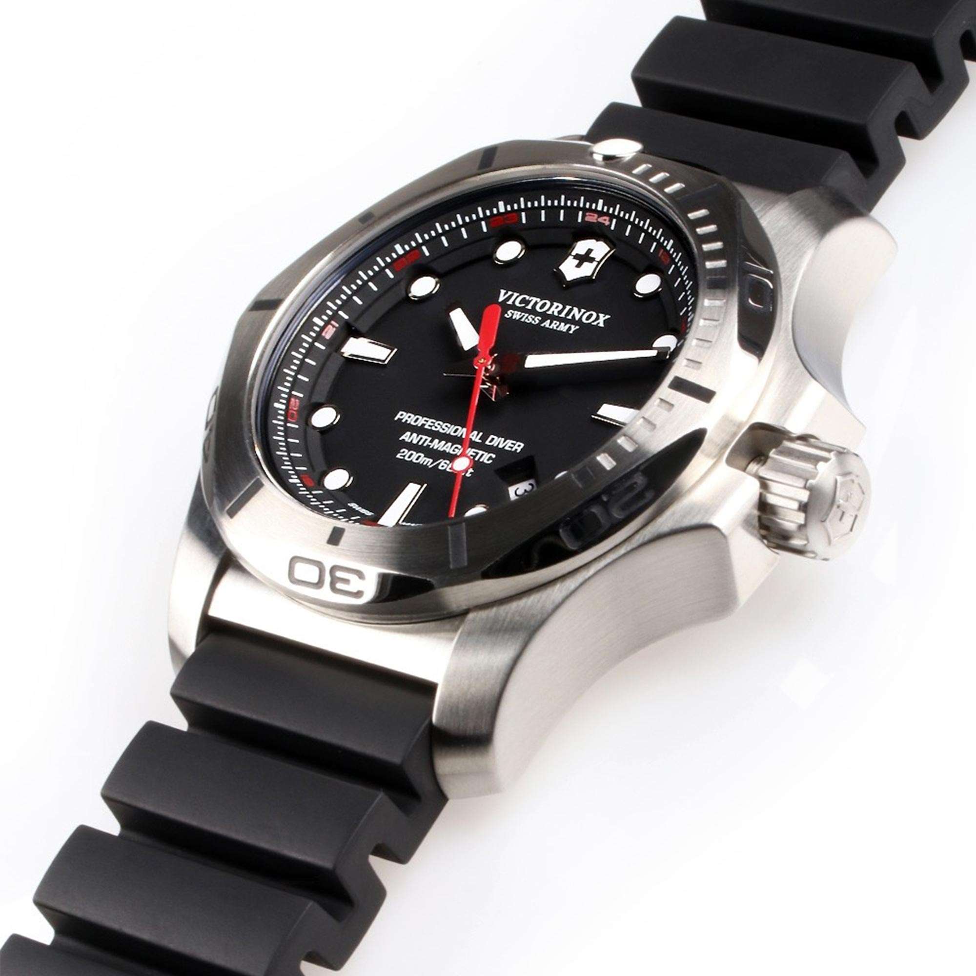 Victorinox Swiss Army I.N.O.X Quartz Black Dial Black Rubber Strap Men's Watch 241733