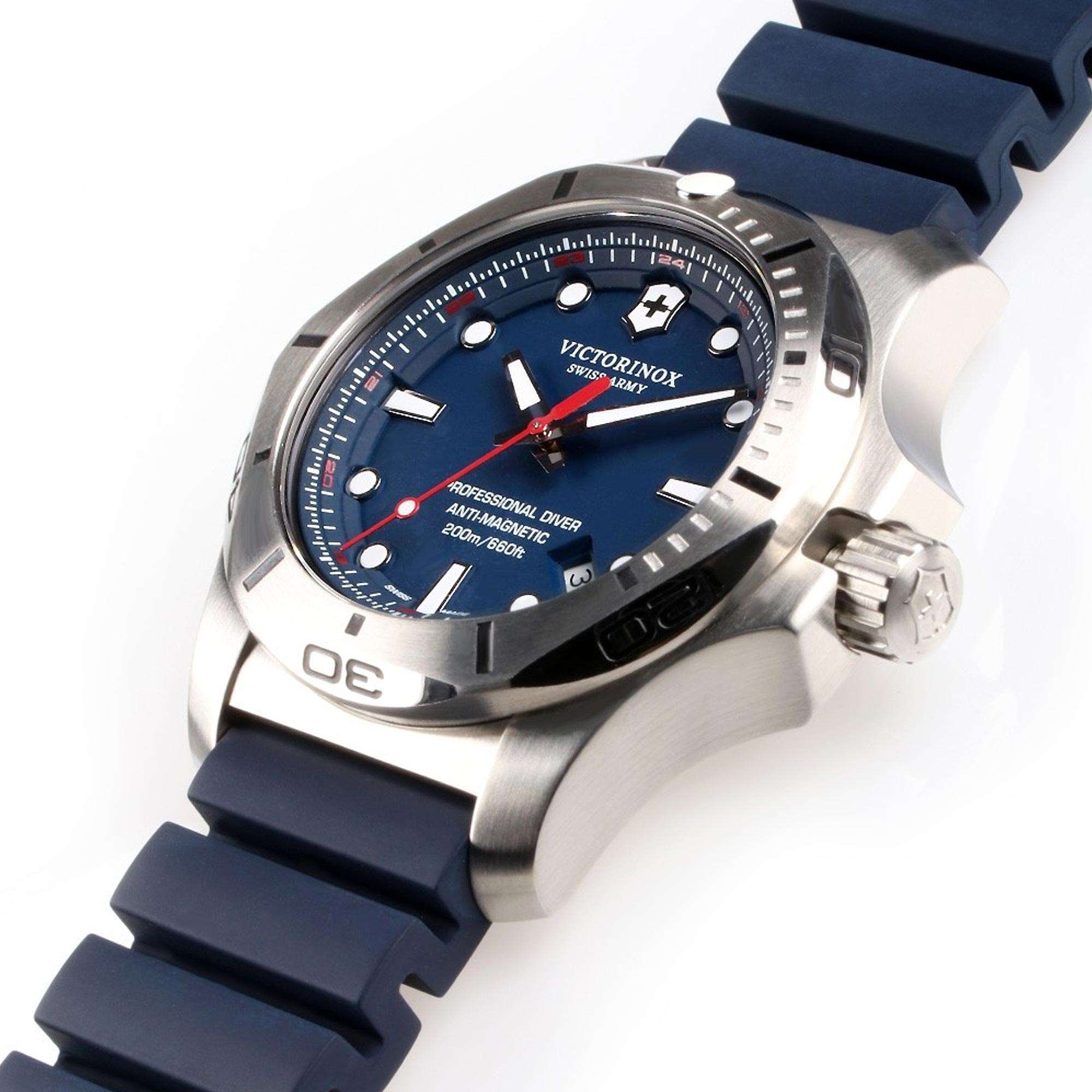 Victorinox Swiss Army I.N.O.X Professional Diver Blue Dial Blue Rubber Bracelet Men's Watch 241734