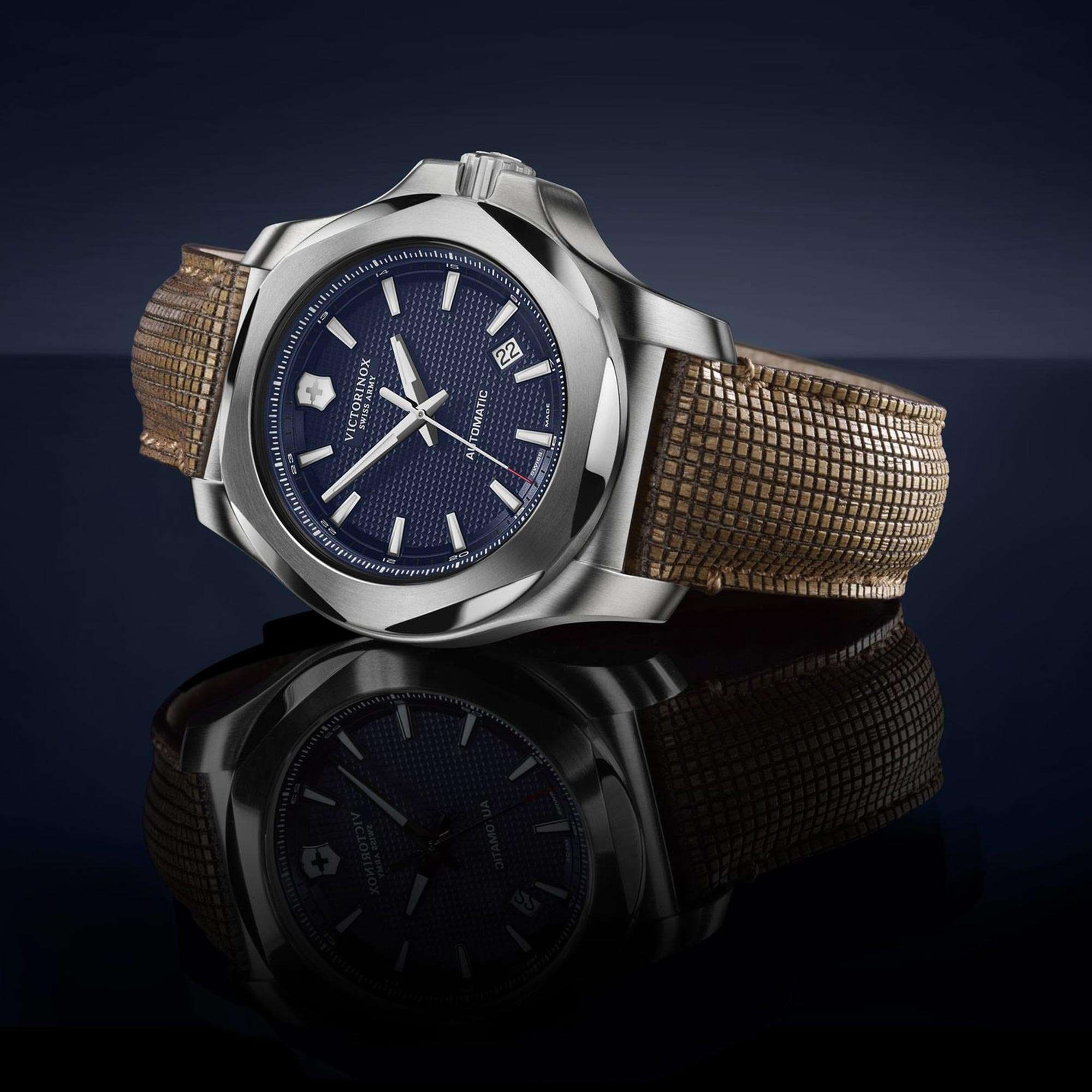 Victorinox Swiss Army I.N.O.X Mechanical Blue Dial Wooden Strap Men's Watch 241834