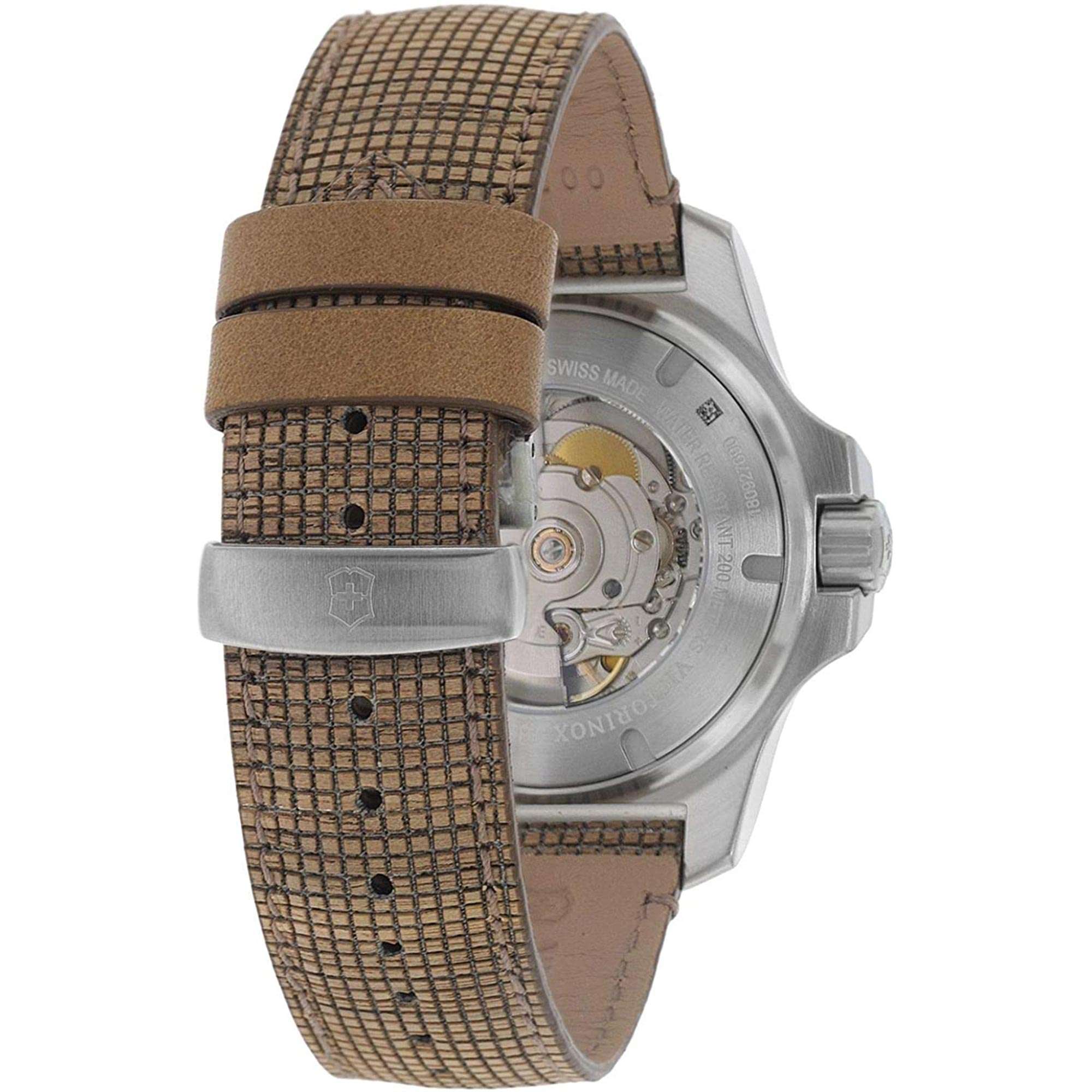 Victorinox Swiss Army I.N.O.X Mechanical Black Dial Wooden Strap Men's Watch 241836