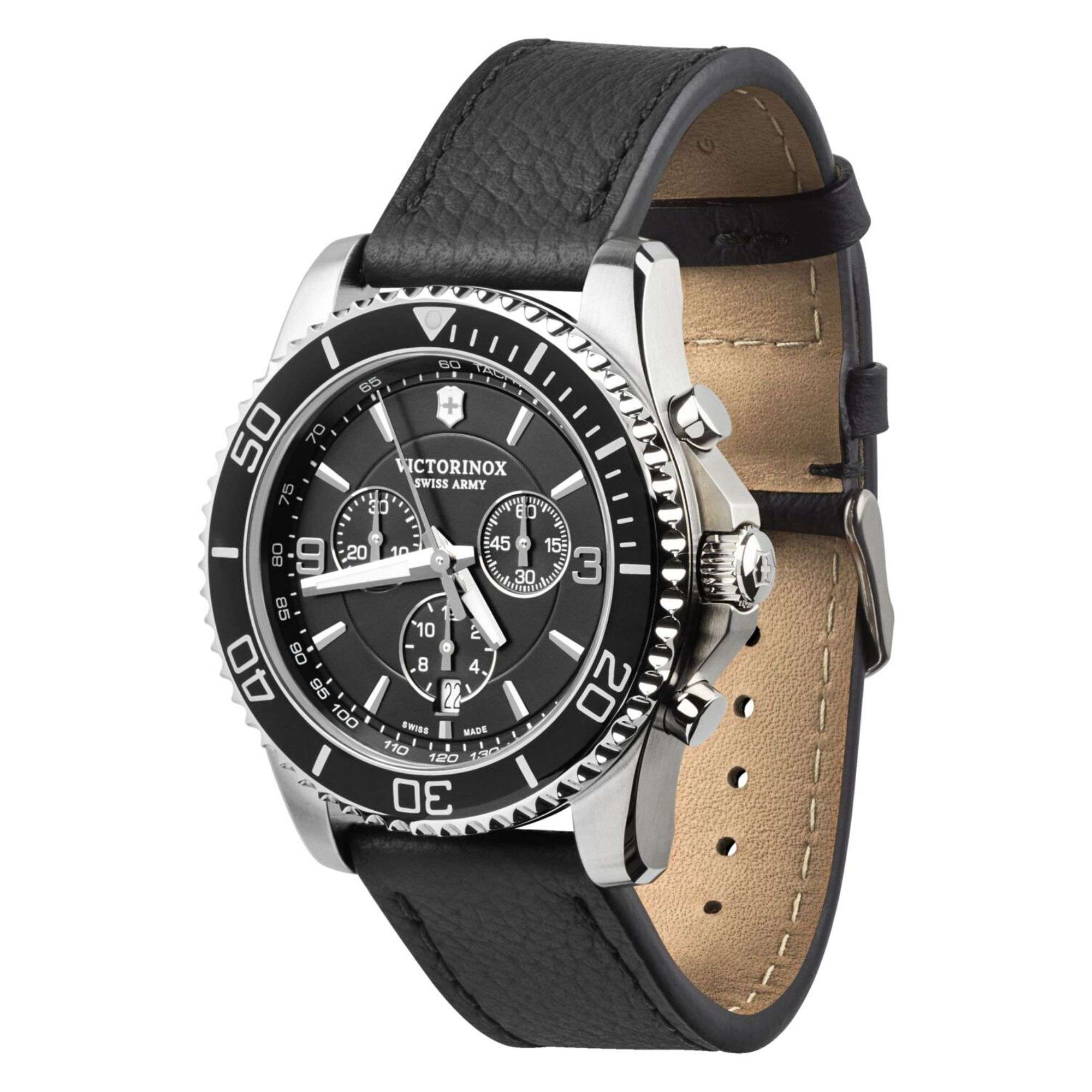 Victorinox Swiss Army Maverick Black Dial Black Leather Strap Men's Watch 241864