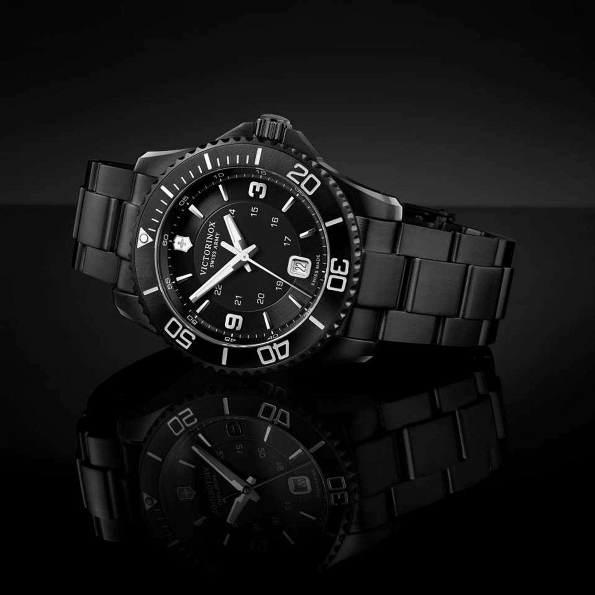 Victorinox Swiss Army Maverick Black Edition Quartz Black Dial Black Stainless Steel Bracelet Men's Watch 241798