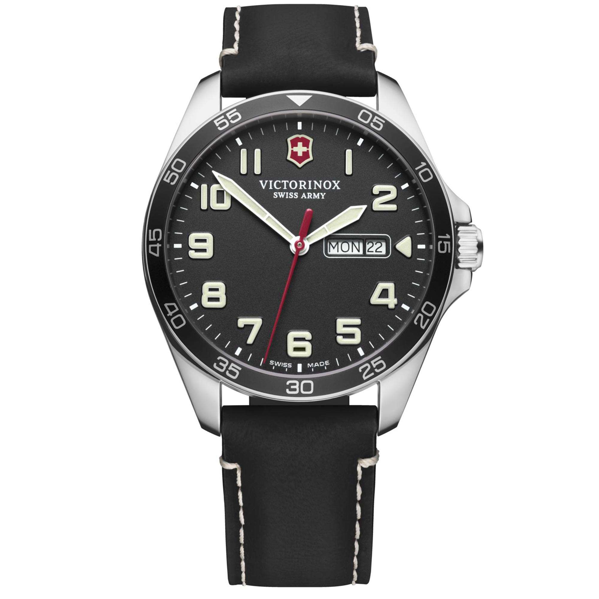 Victorinox Swiss Army Fieldforce Black Dial Black Leather Strap Men's Watch 241846