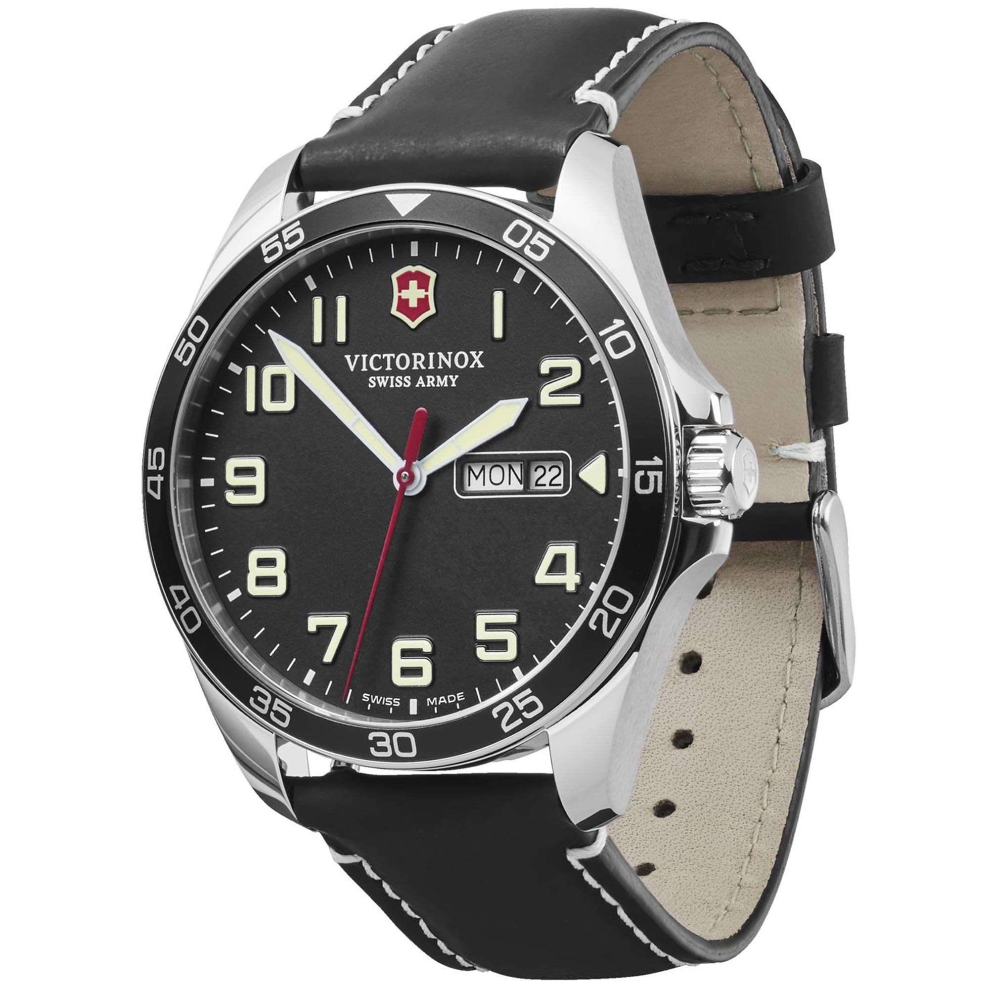 Victorinox Swiss Army Fieldforce Black Dial Black Leather Strap Men's Watch 241846