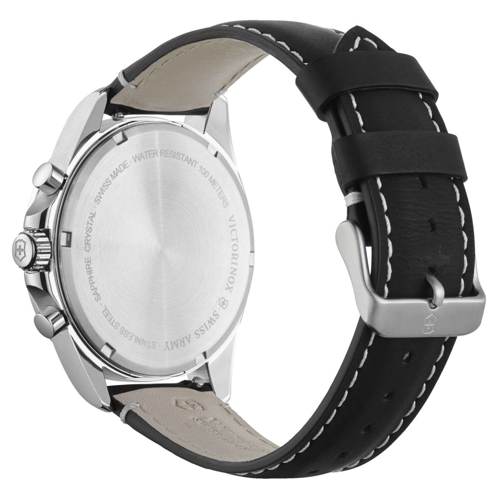 Victorinox Swiss Army Fieldforce Chronograph White Dial Black Leather Strap Mens Watch 241853