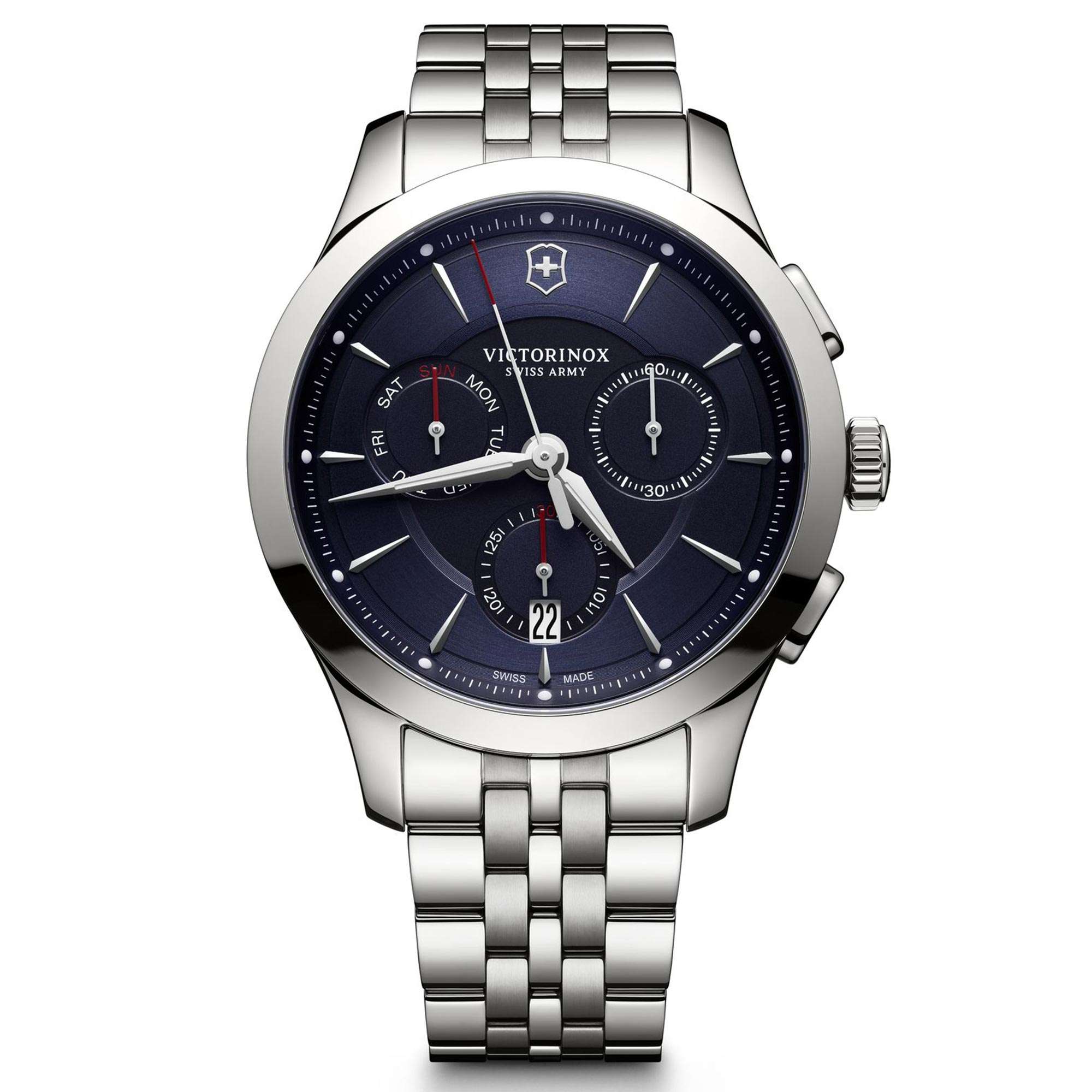 Victorinox Swiss Army Alliance Chronograph Blue Dial Silver Stainless Steel Bracelet Men's Watch 241746