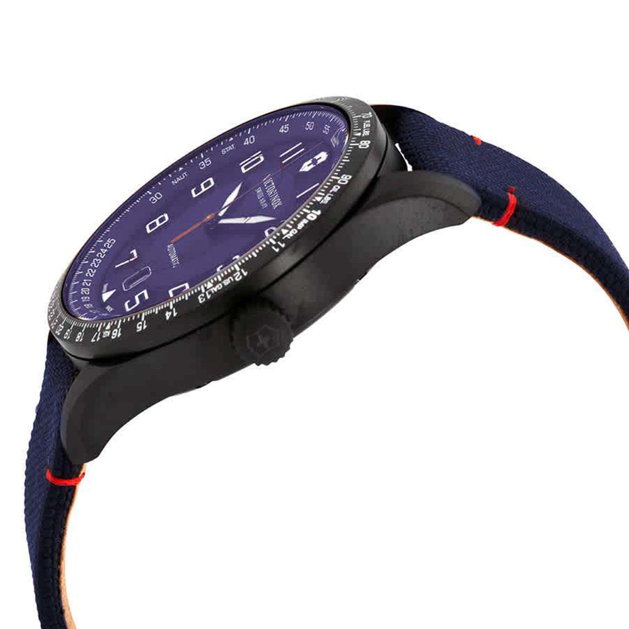Victorinox Swiss Army Airboss Mechanical Blue Dial Blue Fabric Strap Men's Watch 241820