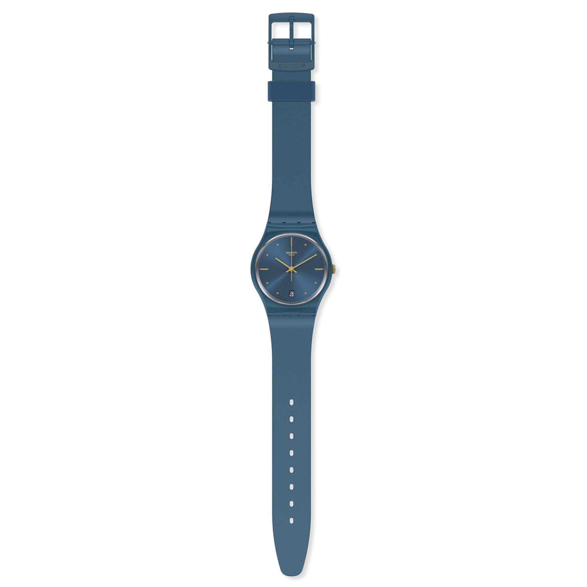 Swatch Gent Pearlyblue Quartz Blue Dial Blue Silicone Strap Unisex Watch GN417