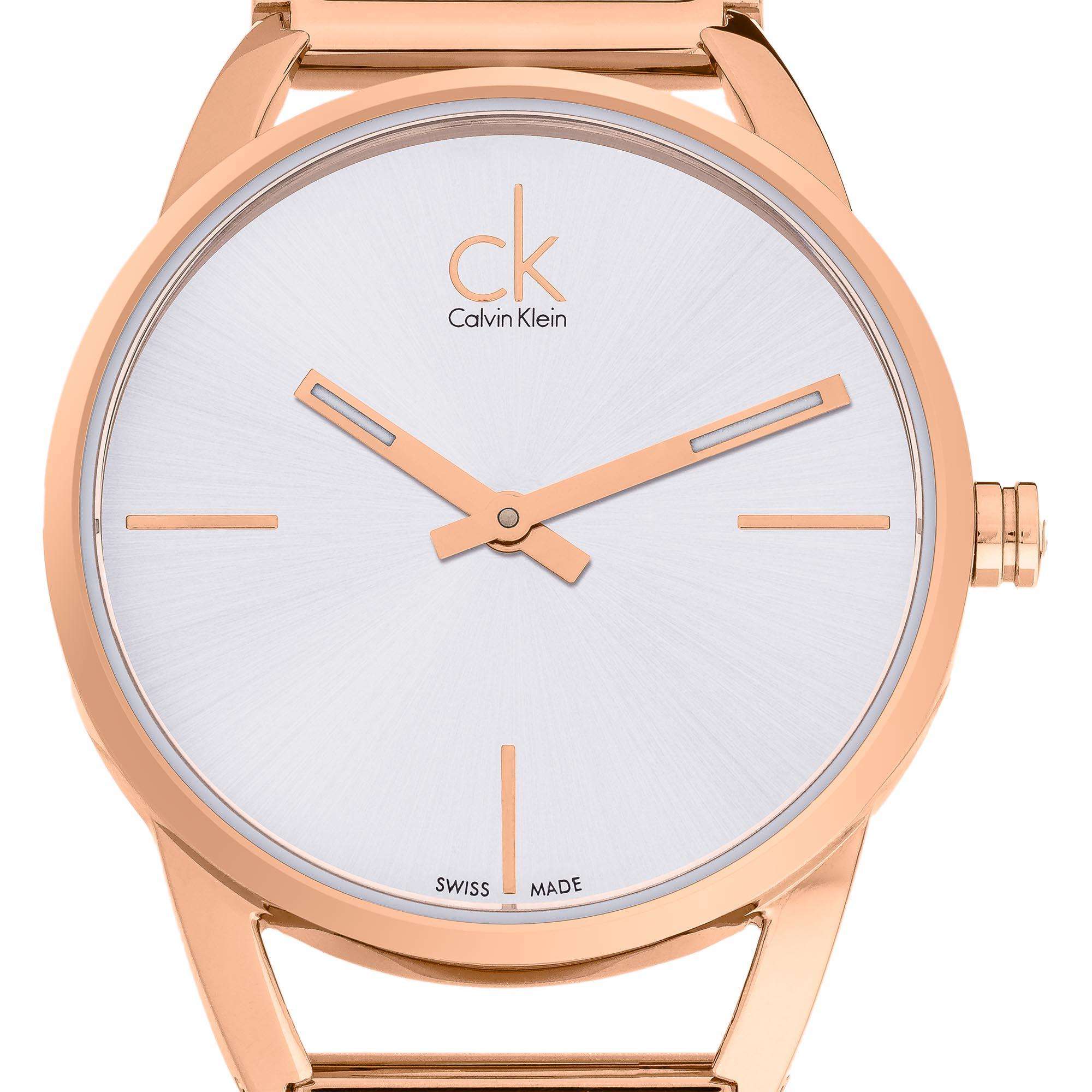 Calvin Klein Stately Quartz Silver Dial Rose Gold PVD Stainless Steel Bracelet Ladies Watch K3G23626