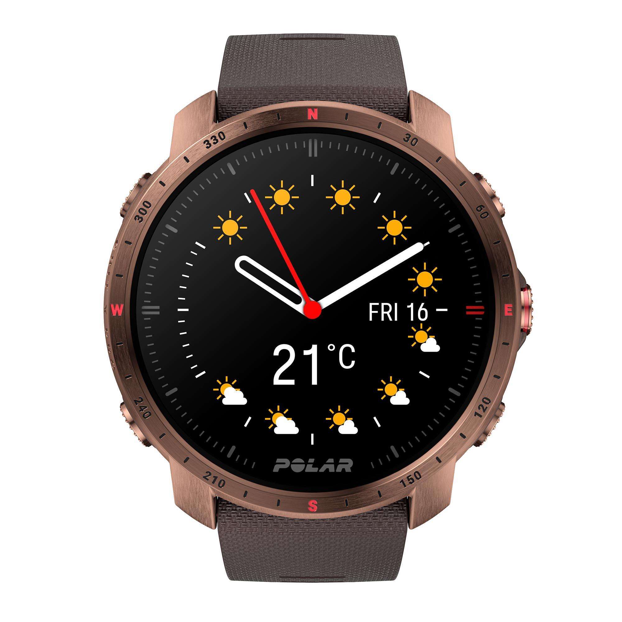 Polar Grit X Pro Nordic Copper Quartz Black Dial Brown Synthetic Rubber Strap Mens Watch 90085775