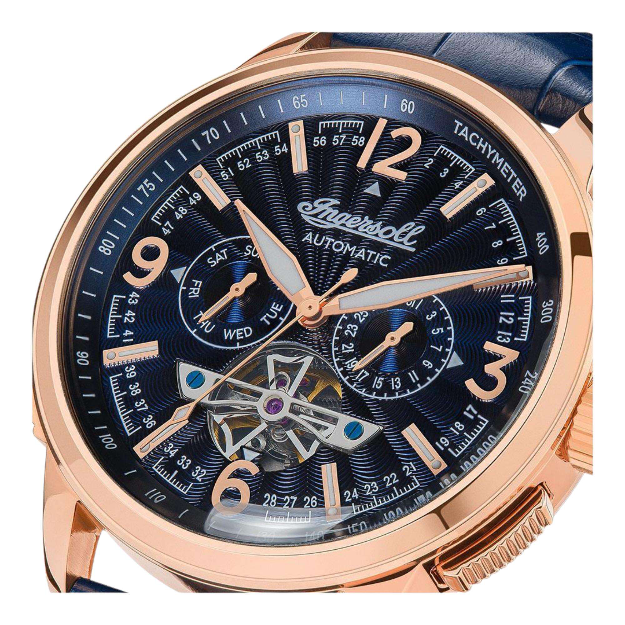 Ingersoll The Regent Automatic Blue Dial Blue Leather Strap Men's Watch I00301B