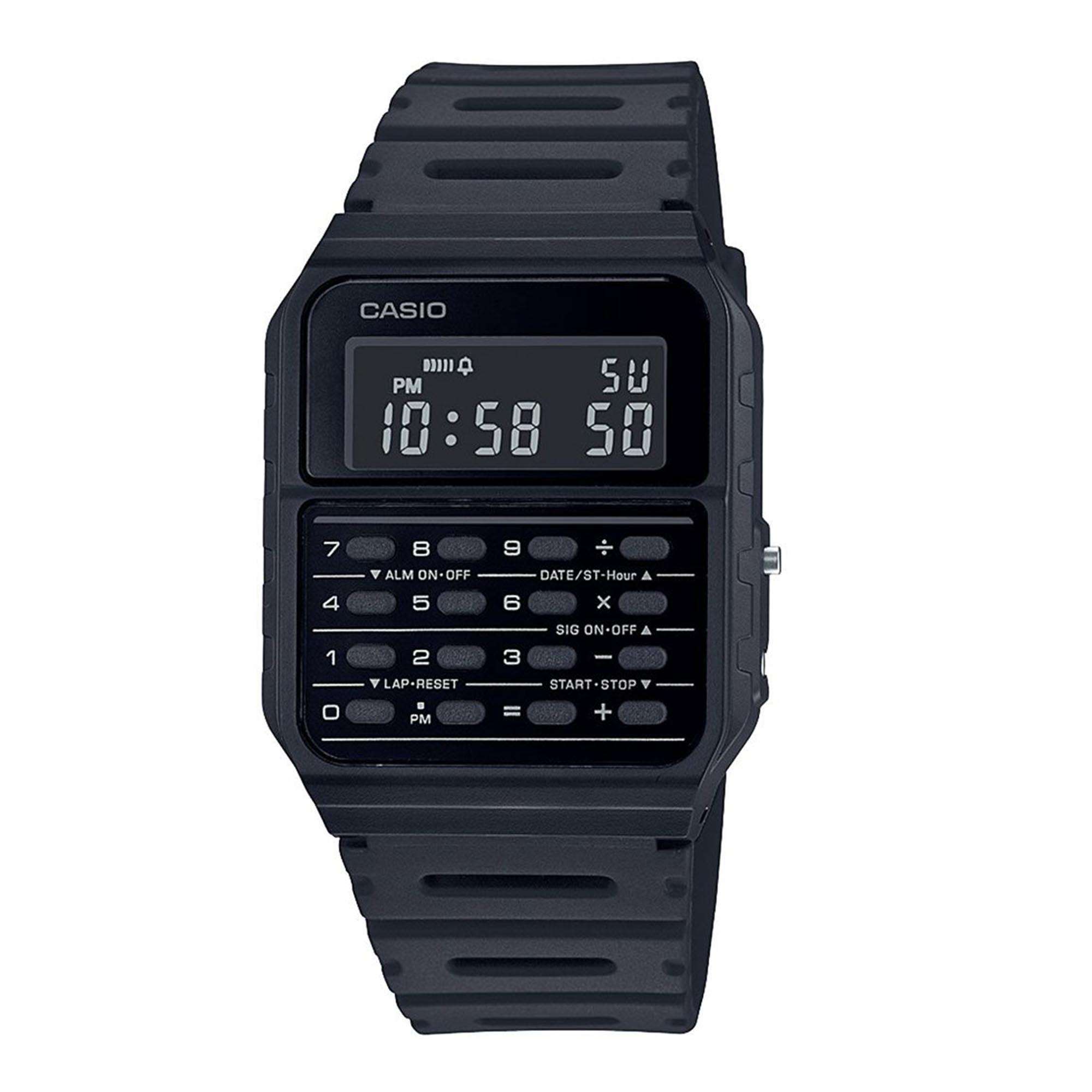 Casio Vintage Quartz Black Dial Black Resin Strap Calculator Watch CA-53WF-1BEF