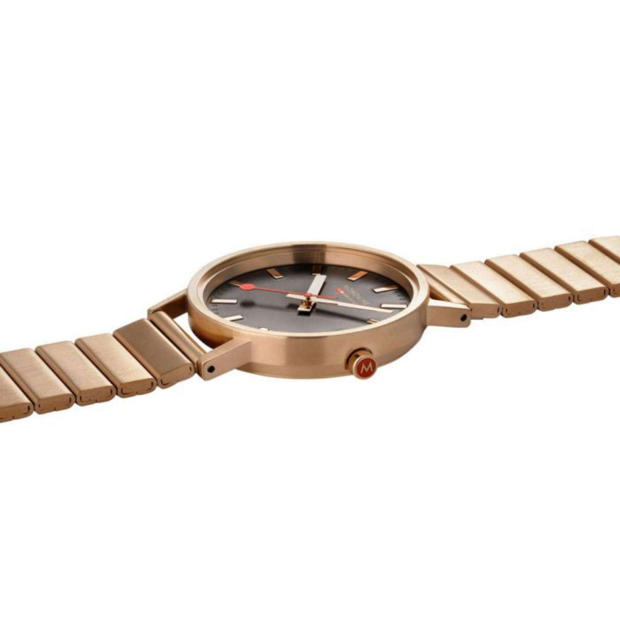 Mondaine Classic Quartz Rose Gold Black Dial Steel Strap Unisex Watch A660.30314.16SBR