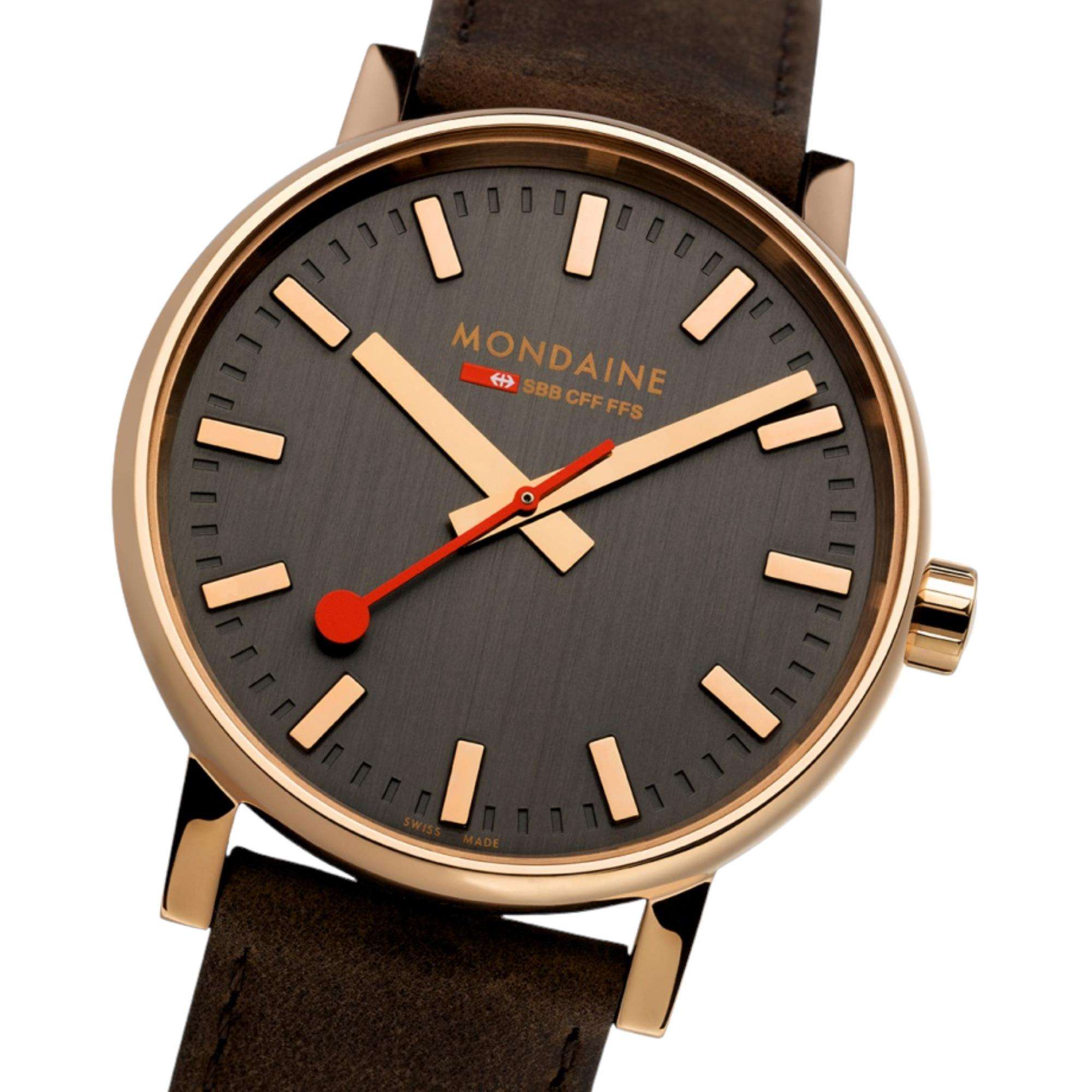 Mondaine EVO2 Quartz Grey Dial Brown Leather Strap Ladies Watch MSE.30180.LG