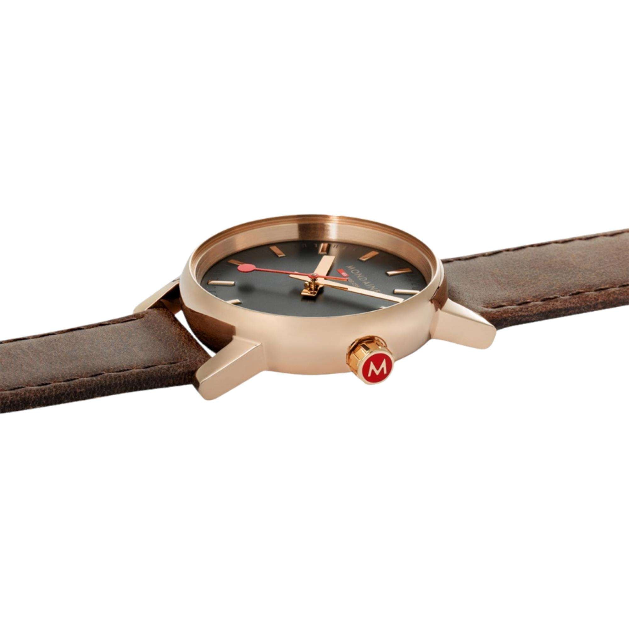 Mondaine EVO2 Quartz Grey Dial Brown Leather Strap Ladies Watch MSE.30180.LG