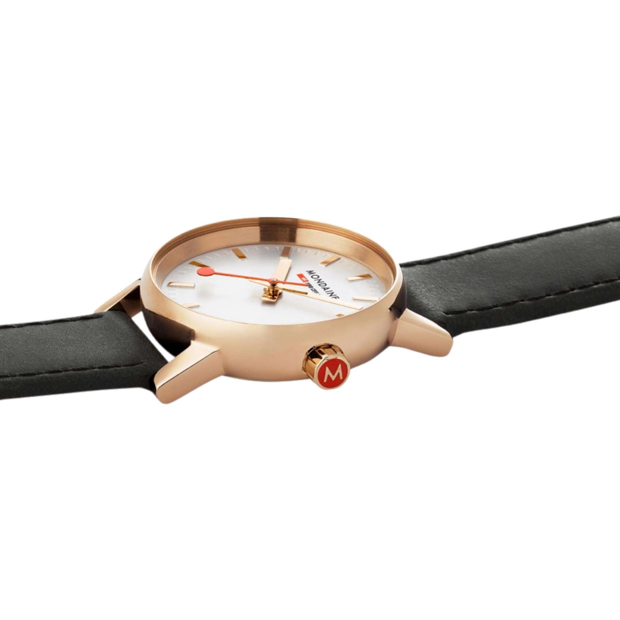 Mondaine EVO2 Quartz White Dial Black Leather Strap Ladies Watch MSE.40112.LB