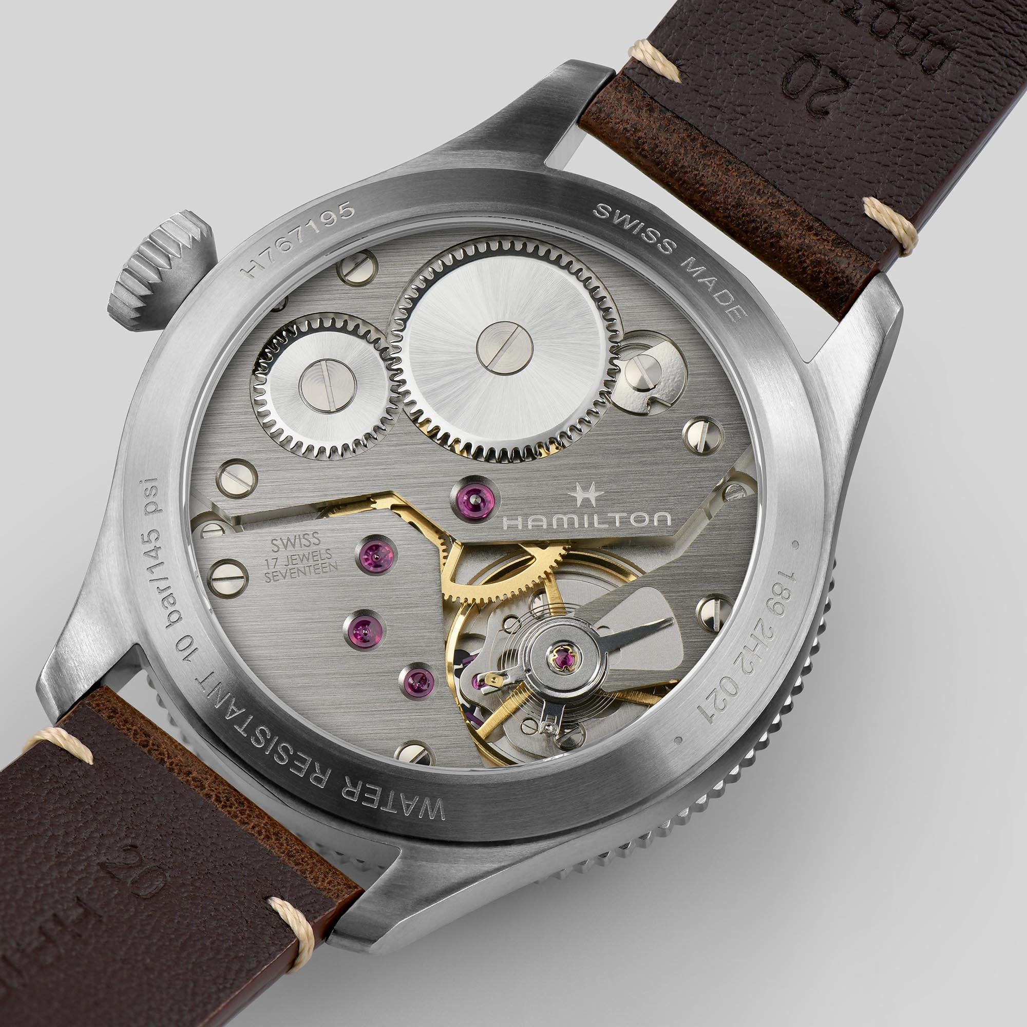 Hamilton Khaki Aviation Pilot Pioneer Mechanical Black Dial Brown Leather Strap Men’s Watch H76719530