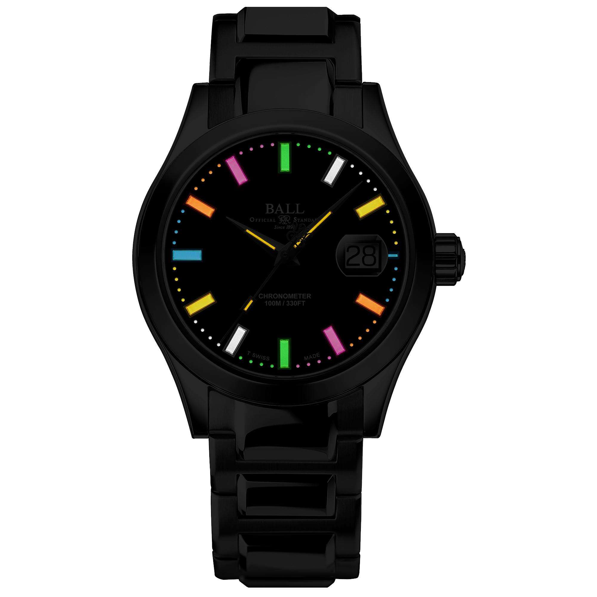 Ball Engineer III Marvelight Chronometer Automatic Black Dial Stainless Steel Bracelet Men's Watch NM9026C-S28C-BK