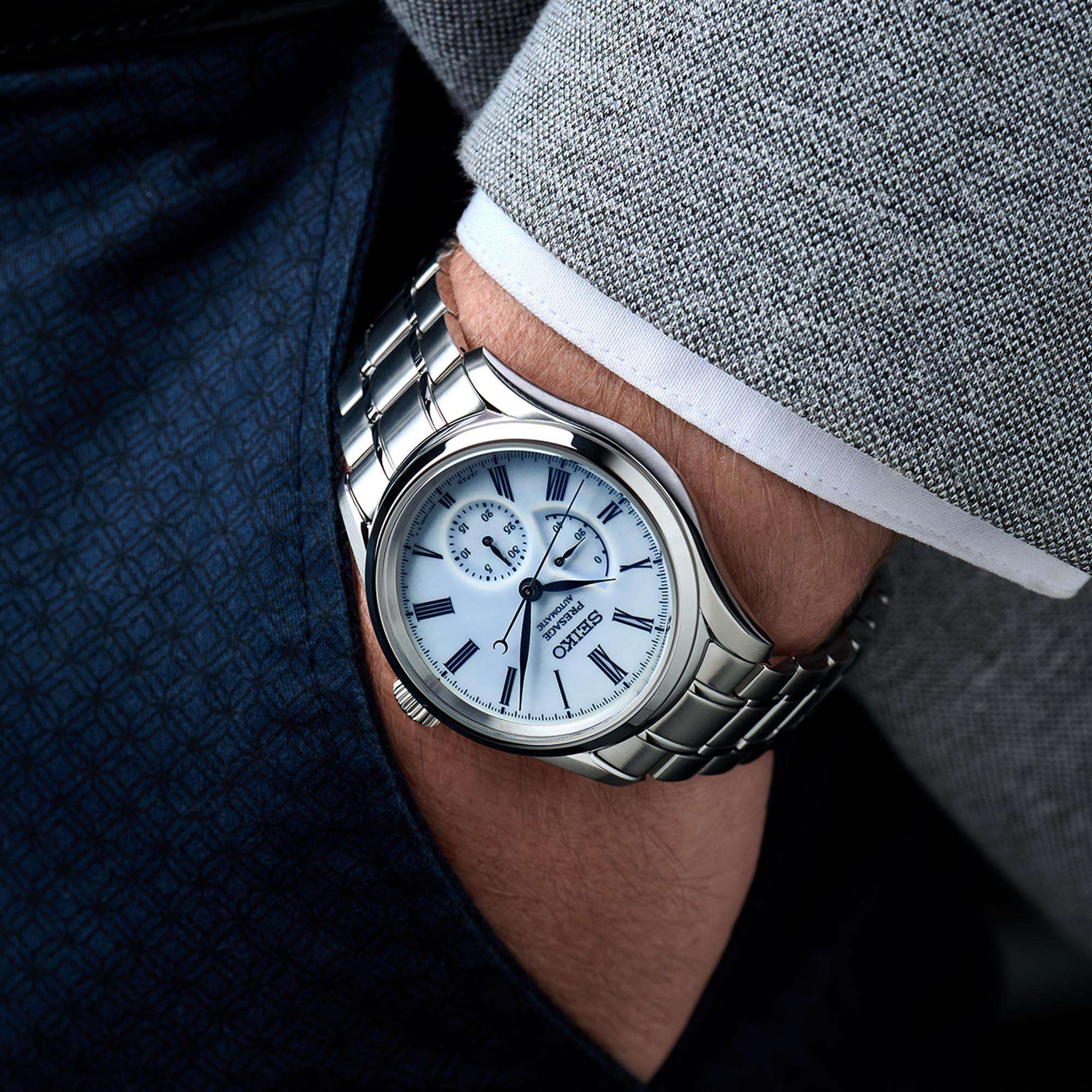 Seiko Presage Arita Porcelain Limited Edition Automatic Blue Dial Steel Bracelet Men's Watch SPB267J1