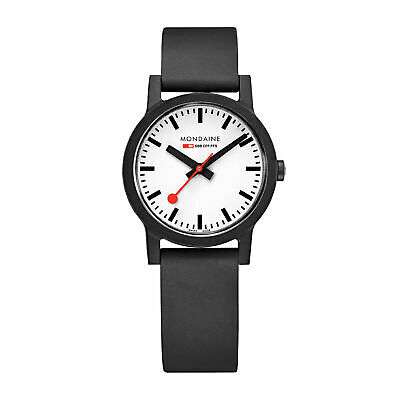 Mondaine Essence White Dial Black Rubber Strap Ladies Watch MS1.32110.RB