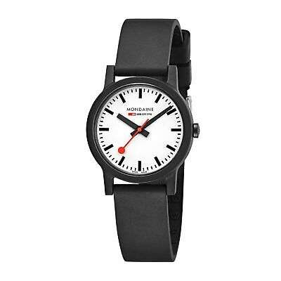 Mondaine Essence White Dial Black Rubber Strap Ladies Watch MS1.32110.RB