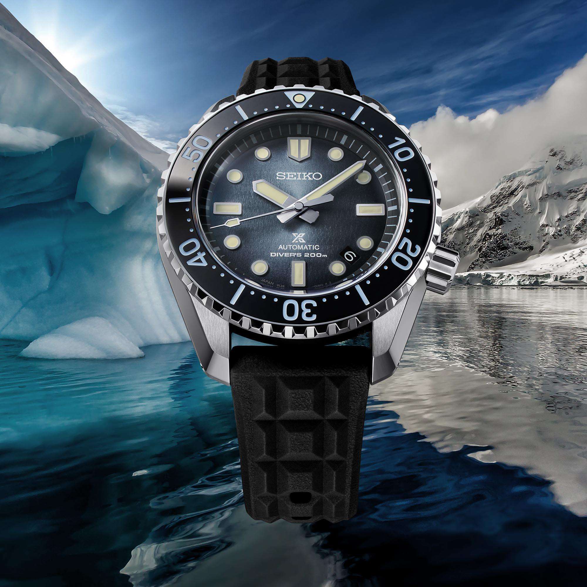 Seiko Prospex 'Antarctic Ice' Automatic Blue Dial Blue Strap Limited Edition Men's Watch SLA055J1