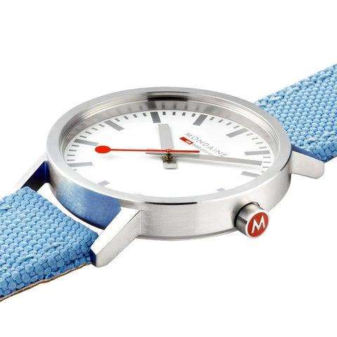 Mondaine Classic Quartz Movement White Dial Textile Bracelet Ladies Watch A658.30323.17SBD
