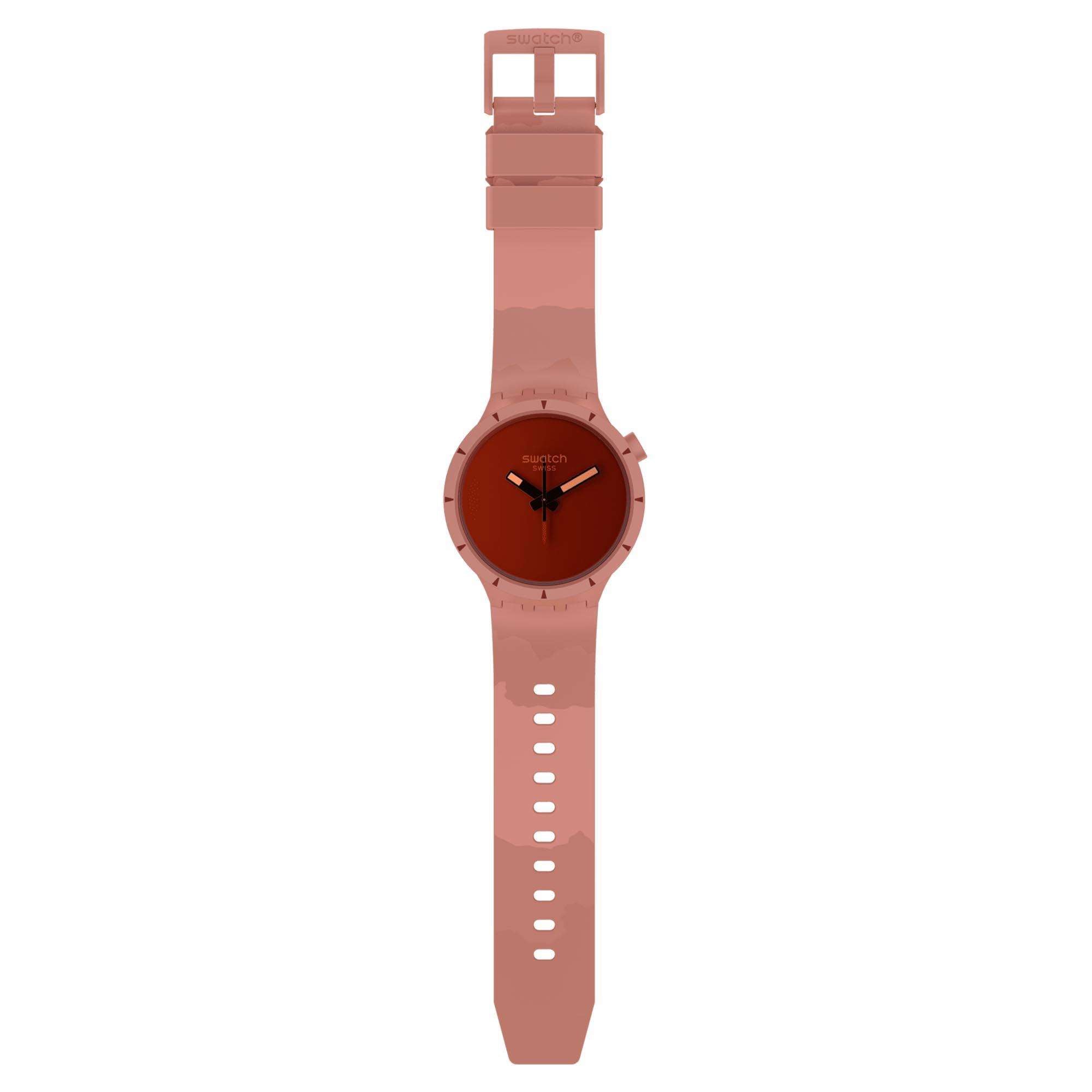 Swatch Big Bold Bioceramic Canyon Quartz Red Dial Silicone Strap Watch SB03R100