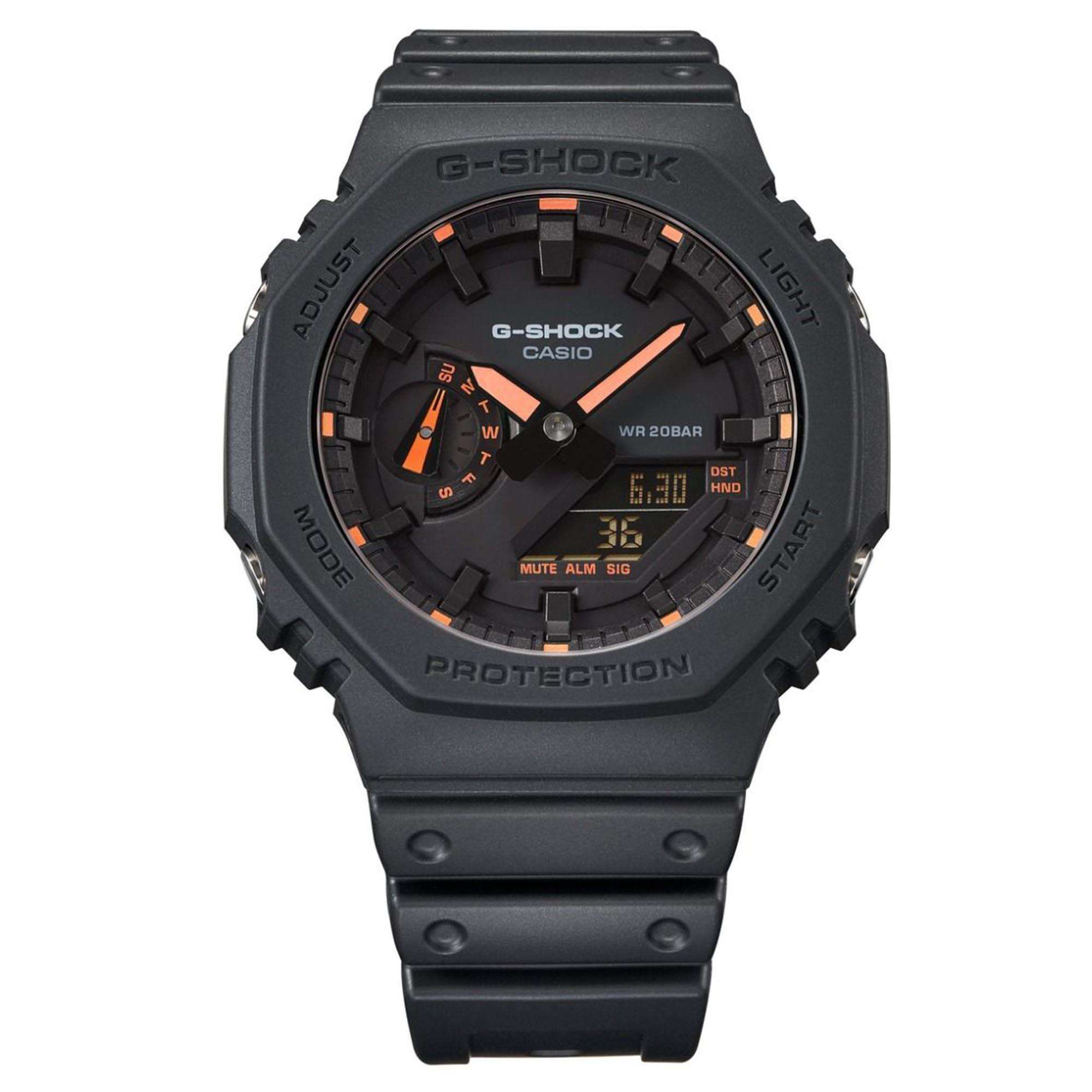 Casio G-Shock Octagon Series ‘CasiOak’ Quartz Grey Dial Grey Silicone Strap Mens Watch GA-2100-1A4ER