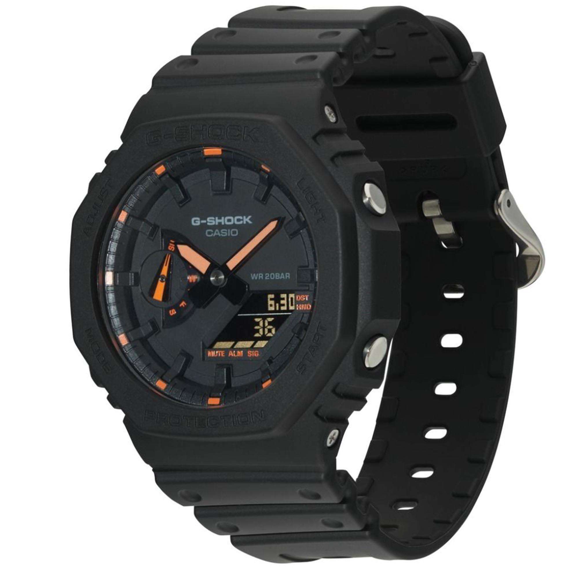 Casio G-Shock Octagon Series ‘CasiOak’ Quartz Grey Dial Grey Silicone Strap Mens Watch GA-2100-1A4ER