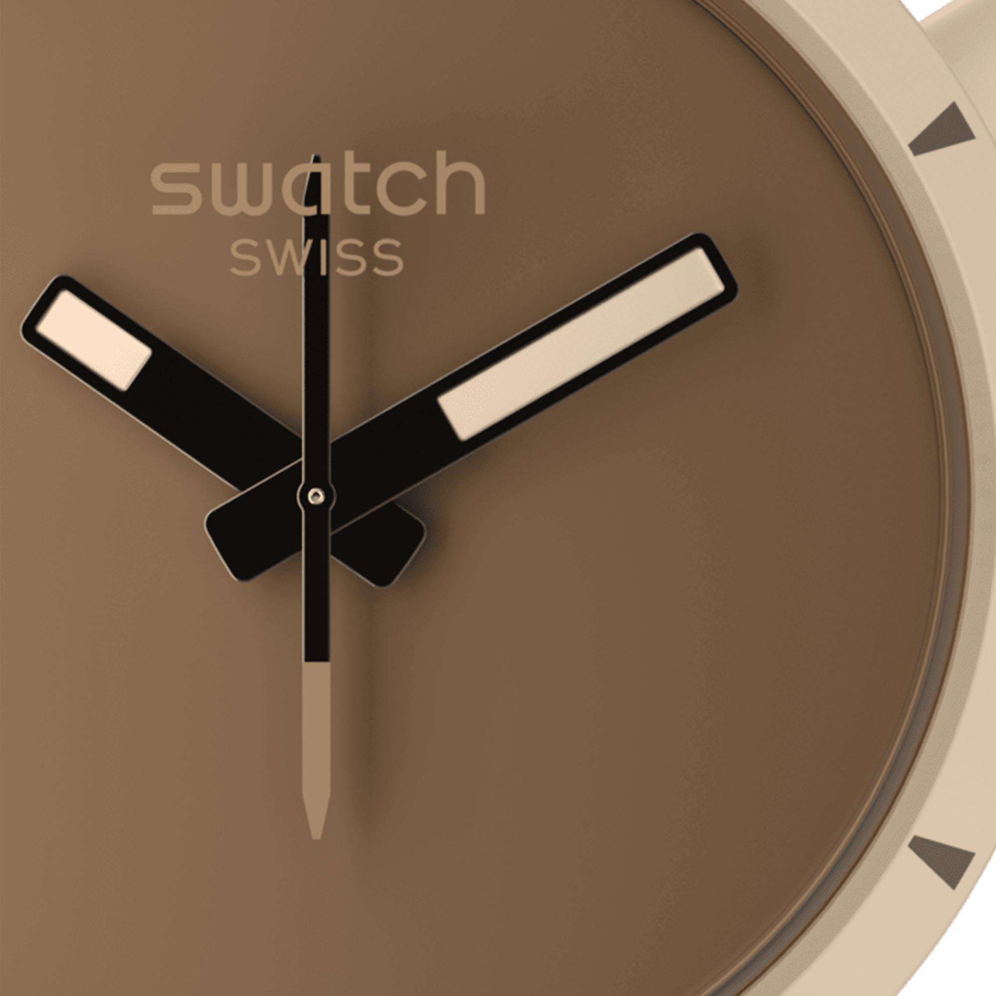 Swatch Big Bold Bioceramic Desert Quartz Beige Dial Silicone Strap Unisex Watch SB03C101
