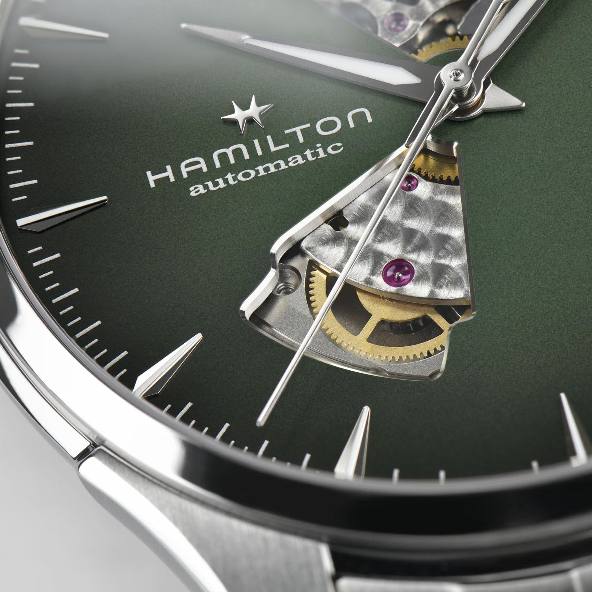 Hamilton Jazzmaster Open Heart Automatic Green Dial Stainless Steel Bracelet Men's Watch H32675160