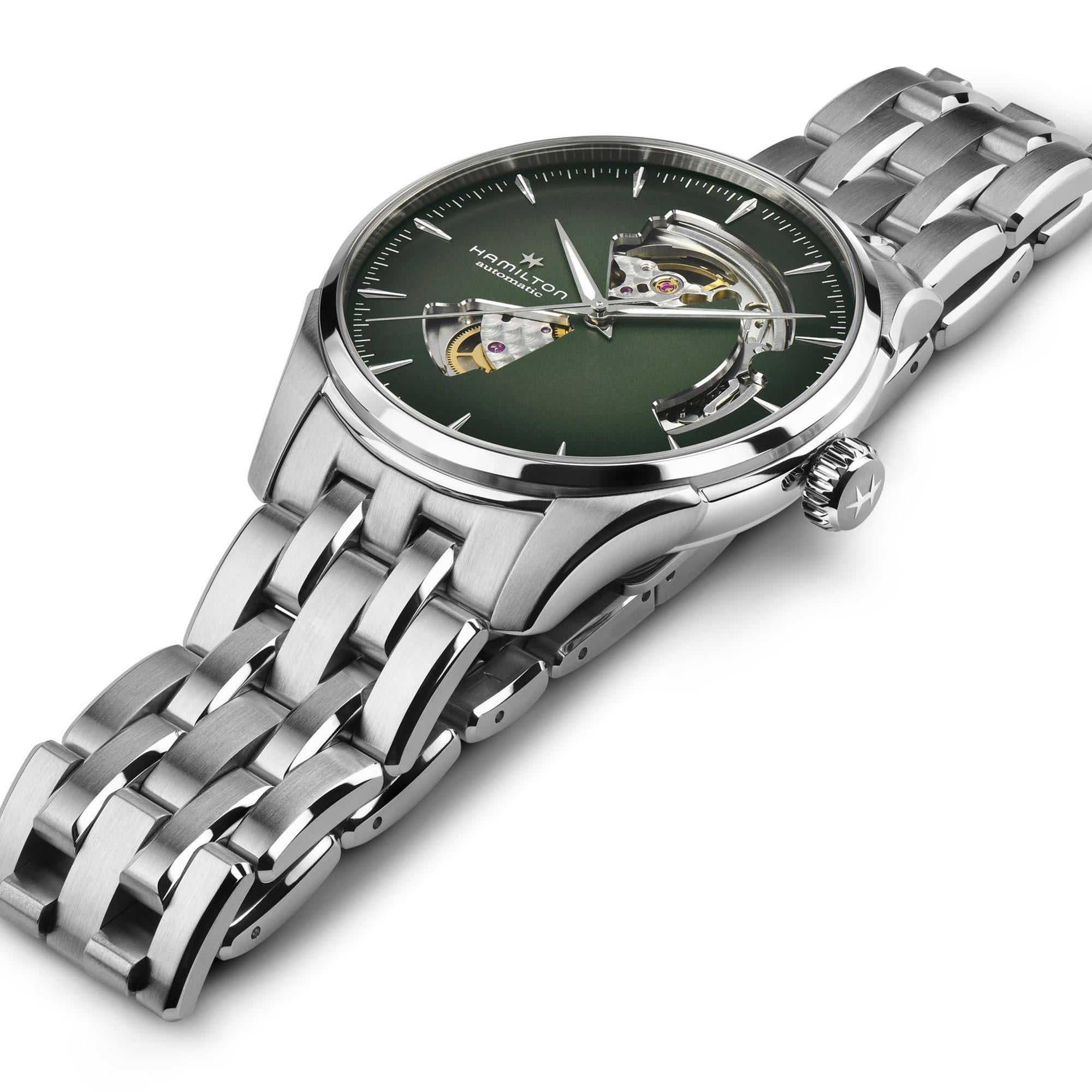 Hamilton Jazzmaster 40mm Open Heart Green Dial Steel Mens Automatic Watch H32675160