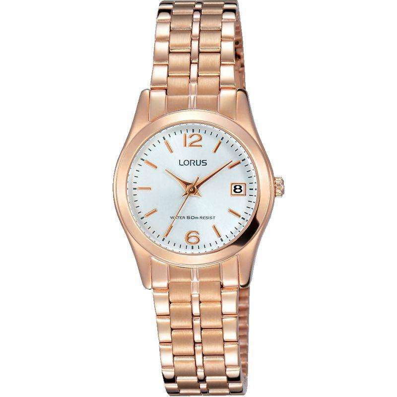 Lorus Quartz White Dial Rose Gold Bracelet Ladies Watch RH732BX9