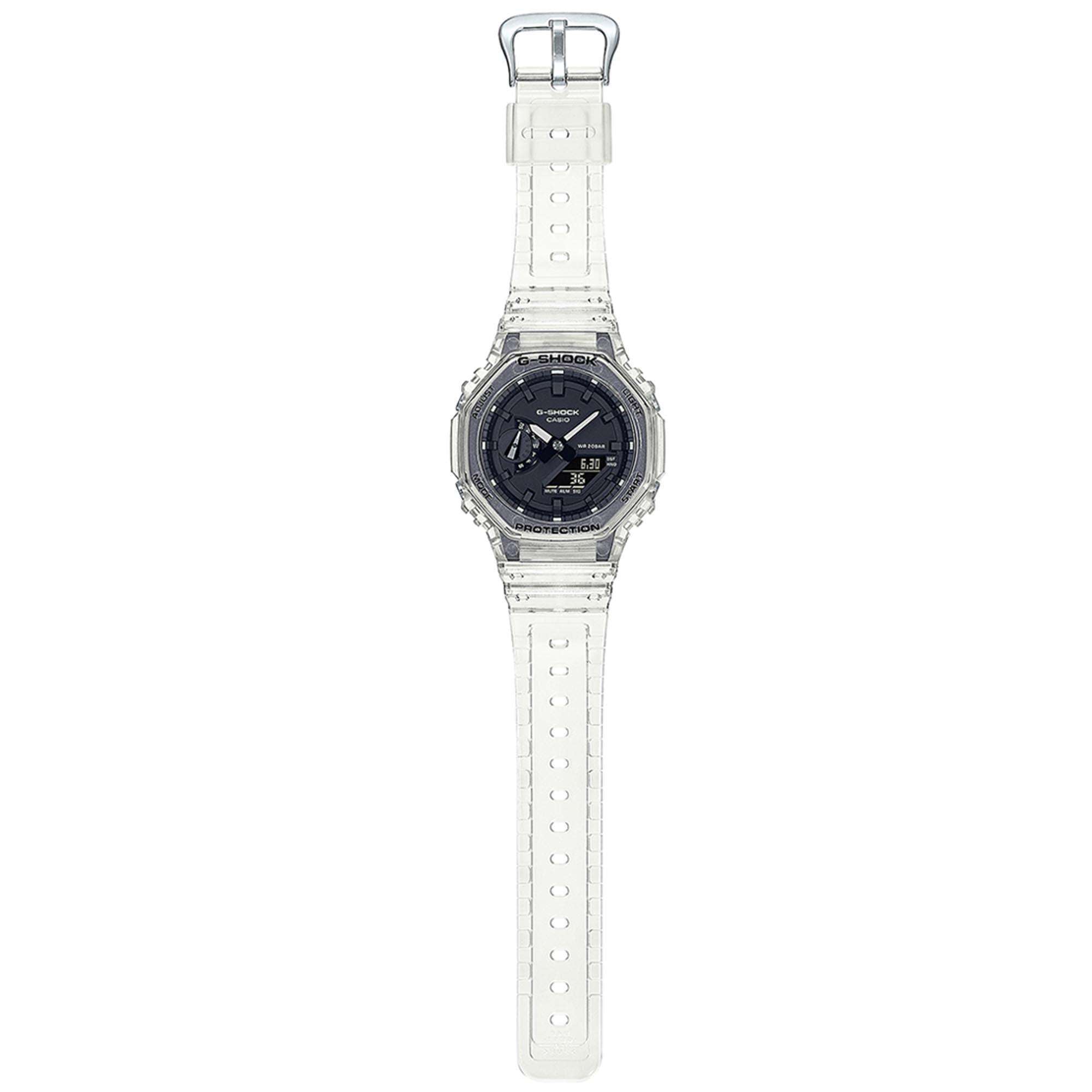 Casio G-Shock Octagon Series ‘CasiOak’ Quartz Digital Transparent Resin Strap Men's Watch GA-2100SKE-7AER