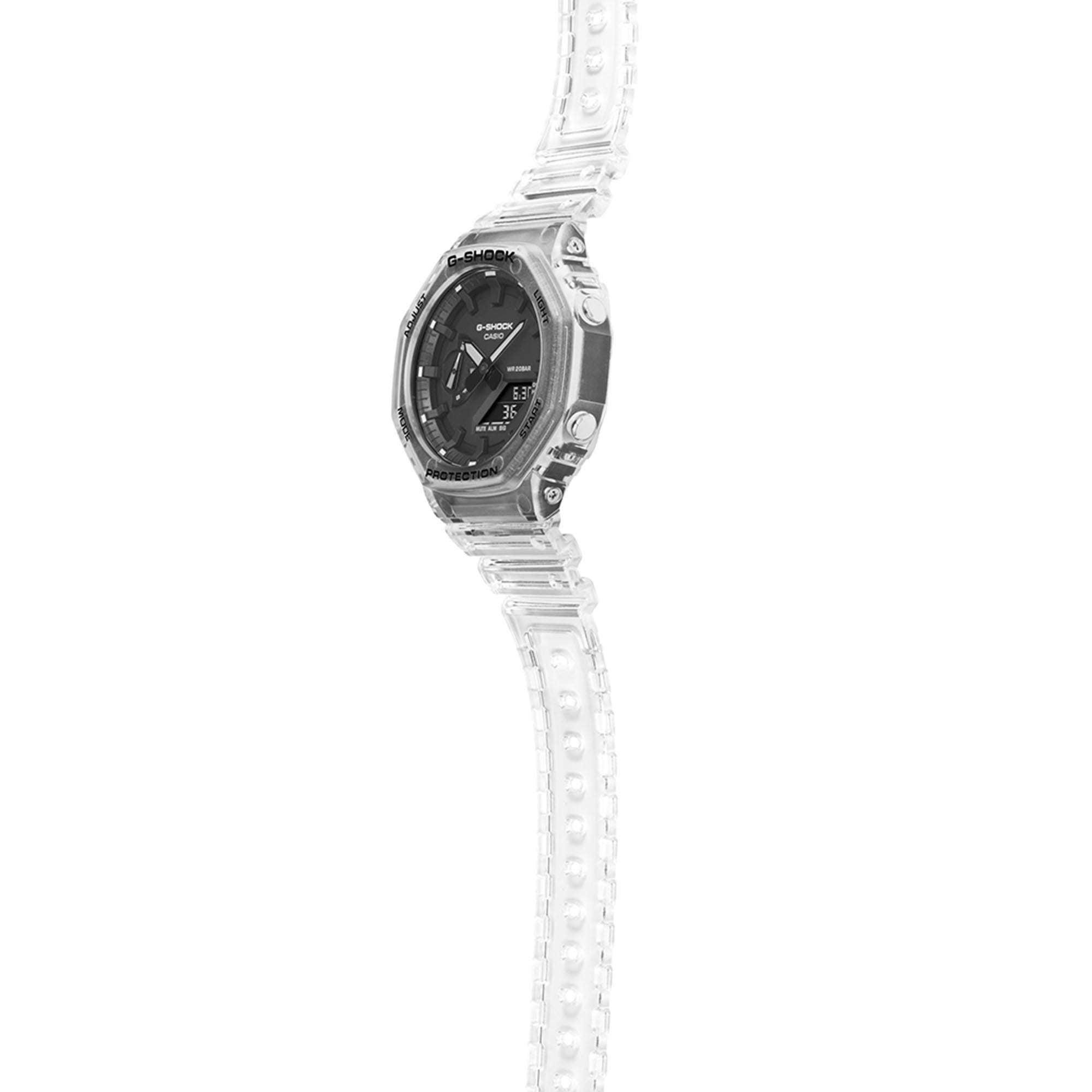 Casio G-Shock Octagon Series ‘CasiOak’ Quartz Digital Transparent Resin Strap Men's Watch GA-2100SKE-7AER
